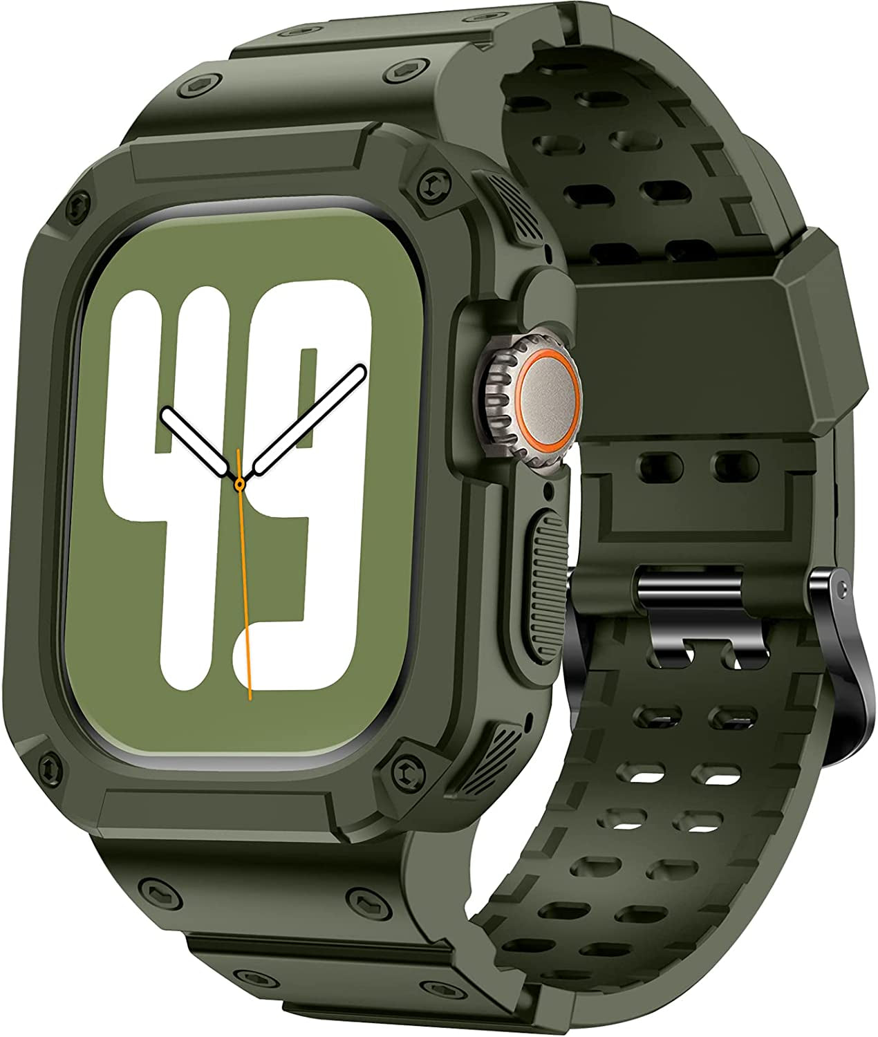 XYF Compatible for Apple Watch Ultra Band 49Mm 45Mm 44Mm 42Mm 41Mm 40Mm 38Mm with Case for Men Women, Shockproof Durable Sport Rugged Case Band for Iwatch SE Series 8 7 6 5 4 3 2 1  XYF Army Green 49mm Ultra49mm 