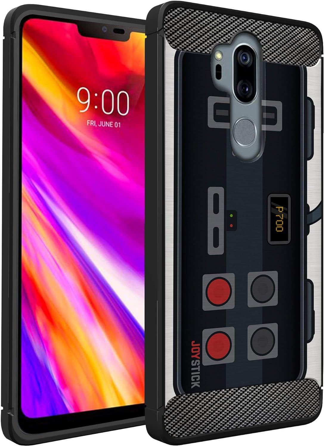 Casesondeck Case Compatible with [LG G7 / LG G7 Thinq] Pictorial Patterned TPU Design Case Flexible Slim and Elegant (Cobra Tiger)  CasesonDeck Black Retro Control  