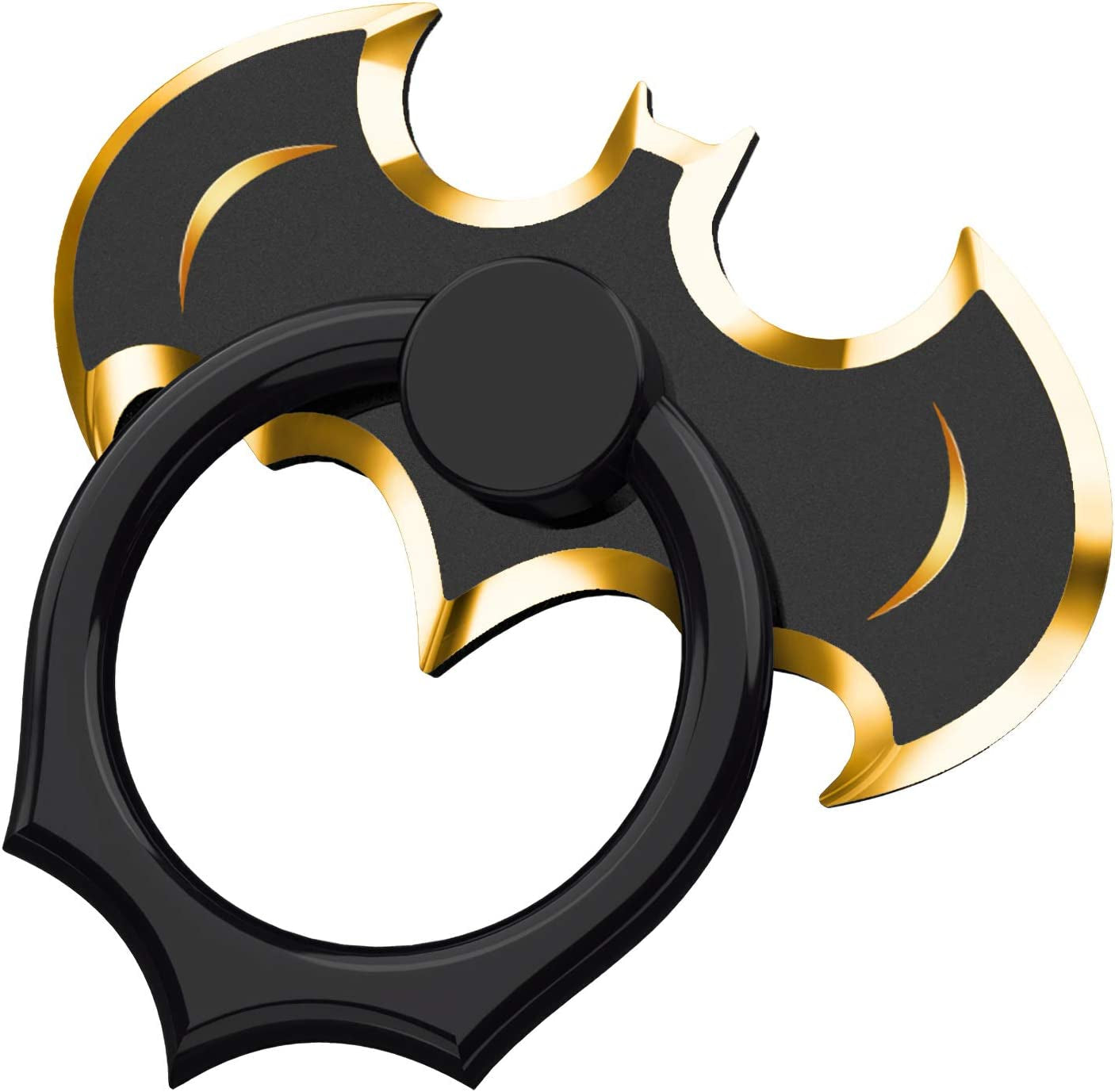 Bat Phone Ring Stand Holder - OATSBASF Cell Phone Ring Holder Finger Grip 360 Degree Rotation Compatible with Iphone 12/11 Pro Max/Se 2020 and Other Smartphones（Black+Gold）  OATSBASF   
