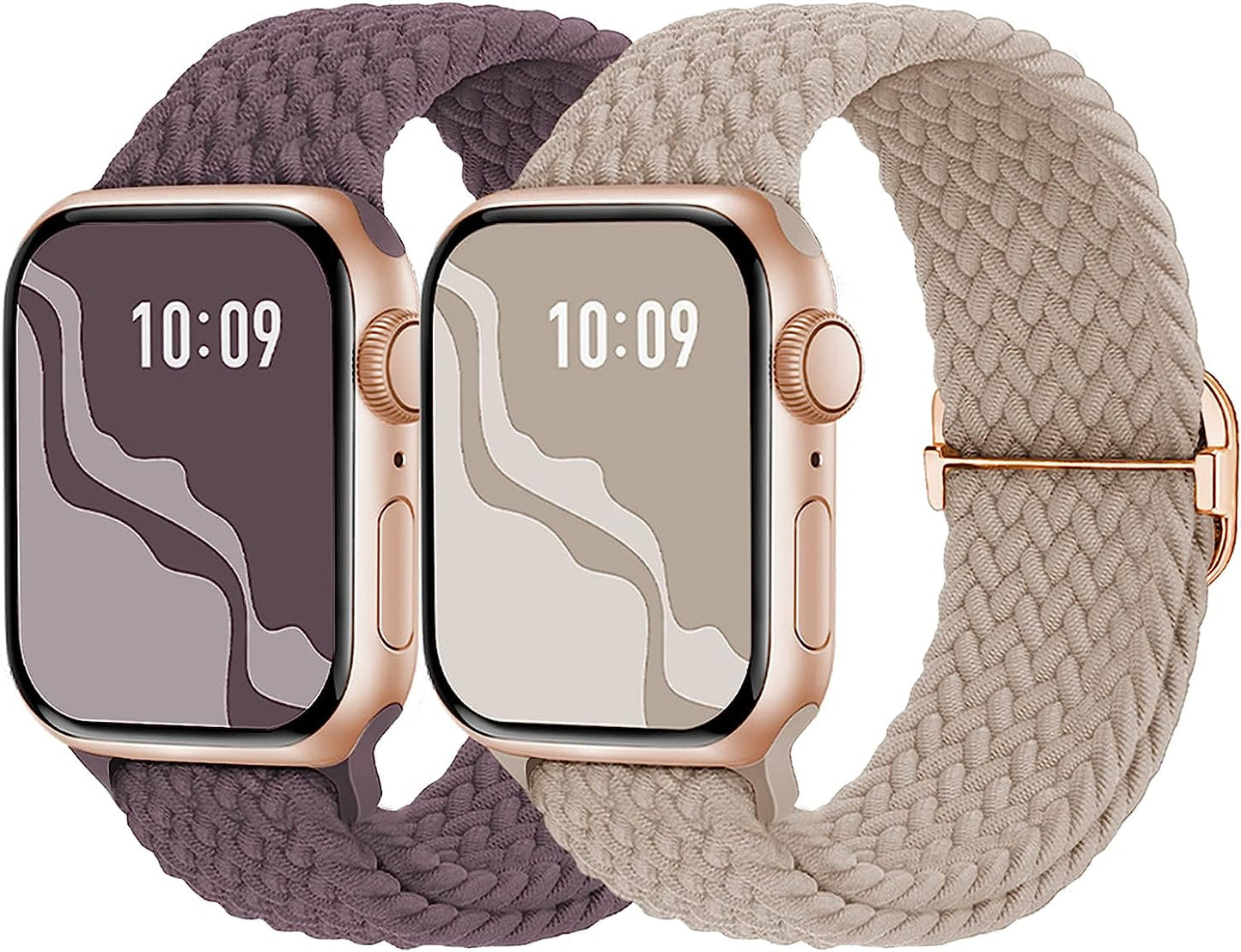 Braided Solo Loop Compatible with Apple Watch Band 38Mm 40Mm 41Mm 42Mm 44Mm 45Mm 49Mm, Stretchy Sport Bands Women Men Elastic Nylon Wristband for Iwatch Series 8 7 6 SE 5 4 3 2 1 Ultra  Suitisbest Smoke Violet/Milk Tea 42mm/44mm/45mm/49mm 