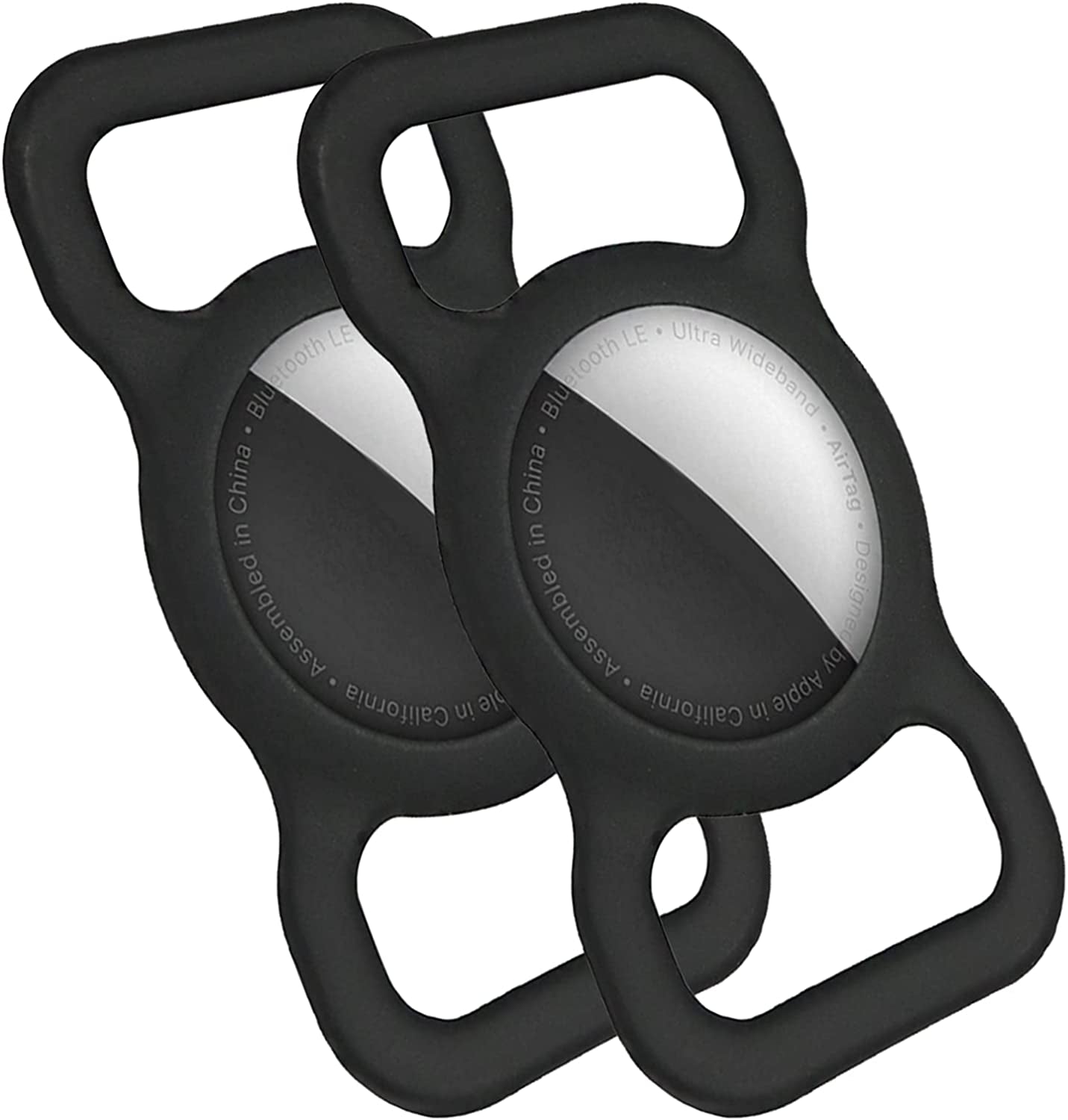 Dog Collar Holder Perfect for Apple Airtag 2 Pack - Protective Case and Airtag Holder for Pets, Backpacks - Air Tag Case (Black & Black)  Basman   