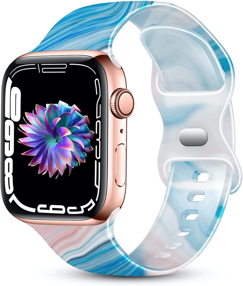 Creategreat Transparent Bands Compatible with Apple Watch Bands 41Mm 40Mm 38Mm 45Mm 44Mm 42Mm for Women Men, Clear Silicone Printed Fadeless Pattern Replacement Strap for Iwatch SE & Series 8,7,6,5,4,3,2,1  CreateGreat Blue Marble 45MM/44MM/42MM 