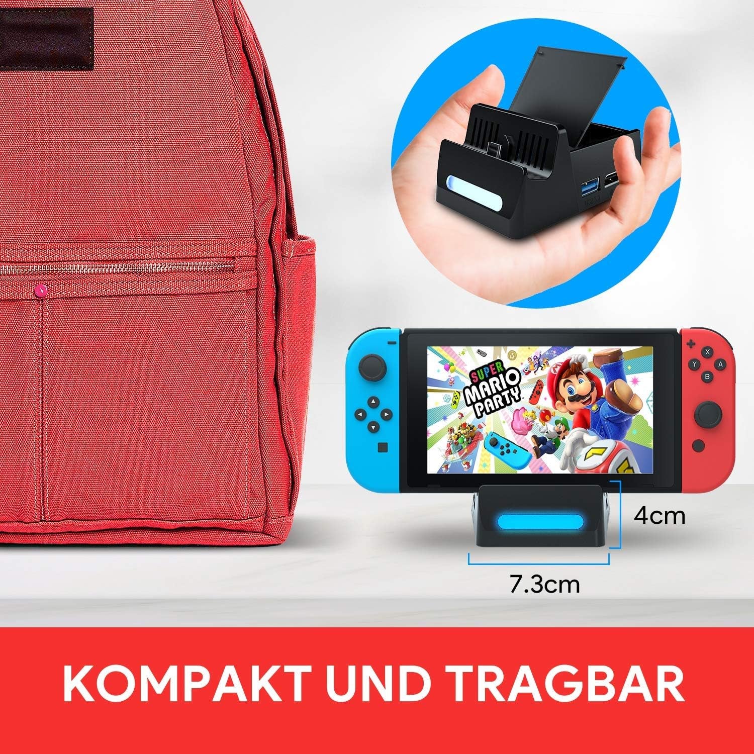 WATSABRO Switch Dock, Switch Charging Docking Station for Nintendo, Switch Docking Station Charger with Dust Plugs, Nintendo Switch Docking Station Supporting 4K1080P HDMI Video Port and USB3.0 Port  WATSABRO   