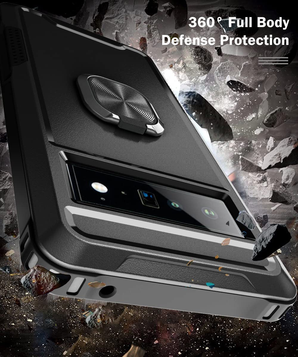 Petocase for Google Pixel 6 Pro Case Heavy Duty Full Body Shockproof Kickstand with 360°Ring Holder Support Car Mount Hybrid Bumper Silicone Hard Back Cover for Google Pixel 6 Pro 2021 6.71" Black  Petocase   