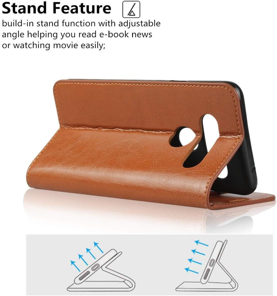 Icovercase for LG V40 Thinq Wallet Case with Card Slots Holder, Premium Leather Kickstand Feature Flip Folio Case Cover for LG V40 Thinq (Khaki)  iCoverCase   