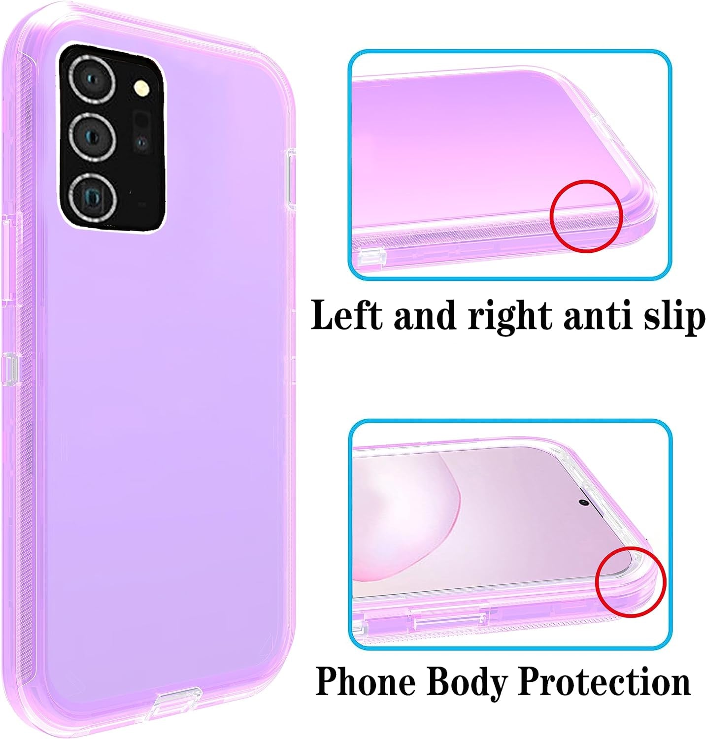 Asuwish Phone Case for Samsung Galaxy Note 20 Ultra 5G with Belt Clip Clear Holster Stand Hybrid Shockproof Protective Cell Cover Note20 plus Notes 20Ultra Note20+ U + 20+ Twenty Not S20 Clearpurple  Asuwish   
