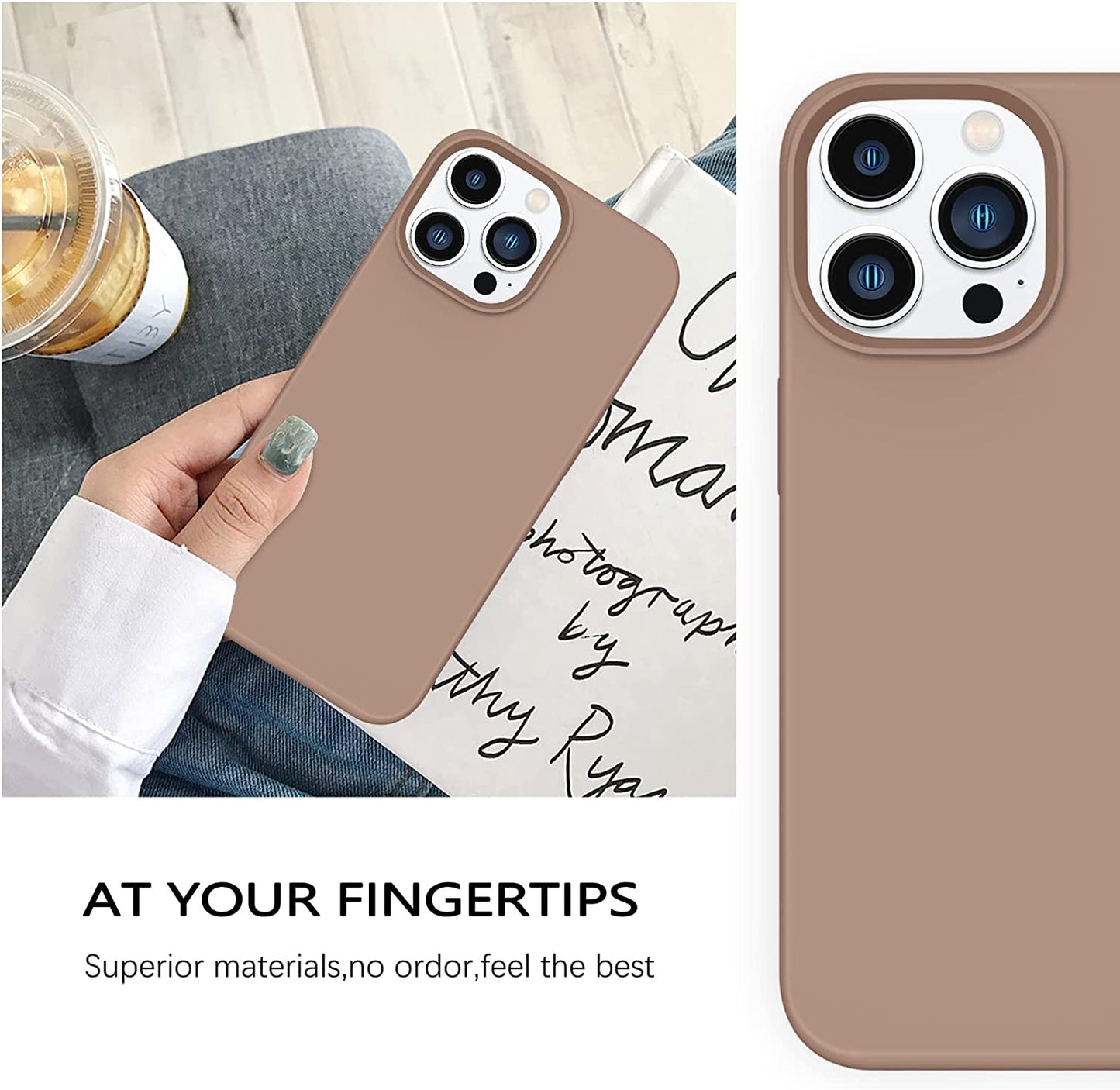 GUAGUA Compatible with Iphone 14 Pro Max Case 6.7 Inch Liquid Silicone Soft Gel Rubber Slim Microfiber Lining Cushion Texture Cover Shockproof Protective Case for Iphone 14 Pro Max, Brown  GUAGUA   