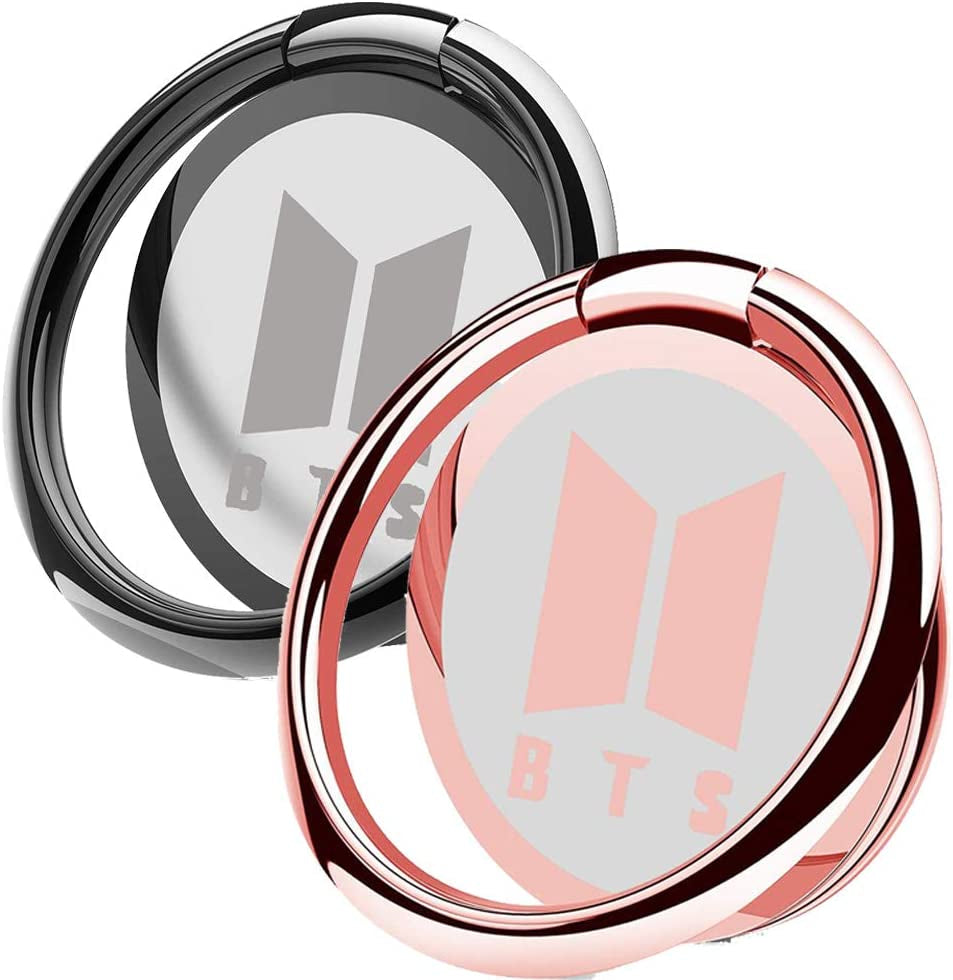 2 Pack Phone Ring Holder Finger Kickstand Universal 360° Rotation Metal Ring Grip for Magnetic Car Mount Compatible with All Smartphone(Grey&Rose)  Elecphone   