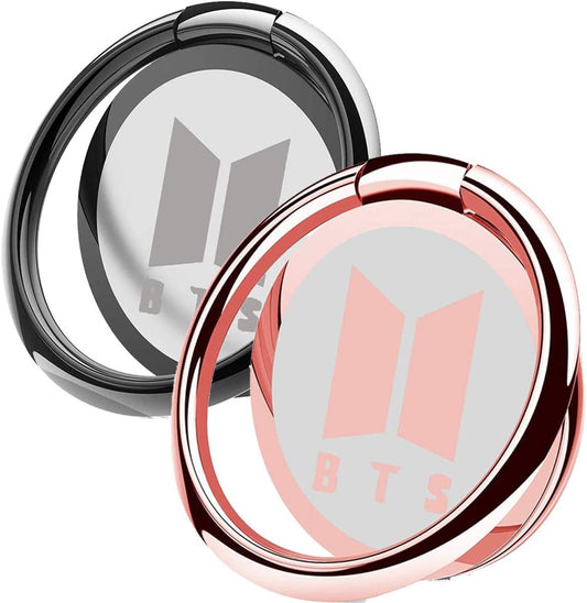 2 Pack Phone Ring Holder Finger Kickstand Universal 360° Rotation Metal Ring Grip for Magnetic Car Mount Compatible with All Smartphone(Grey&Rose)  Elecphone   