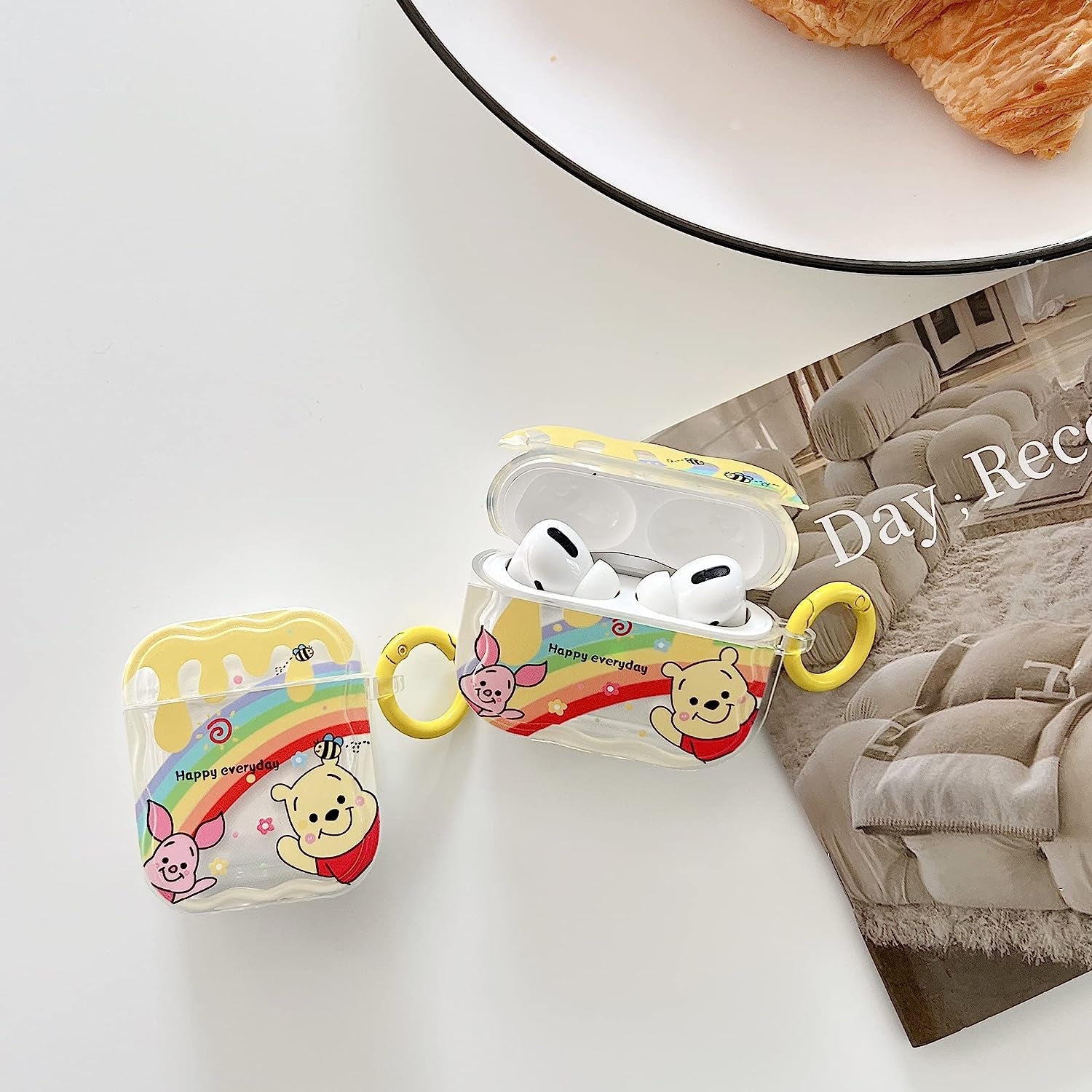 Ifilove for Cute Airpods Case, Girls Boys Kids Cute Cartoon Piglet Winnie the Pooh Soft TPU Protective Shockproof with Ring Case Cover for Apple Airpods 1 & 2 Case  iFiLOVE   