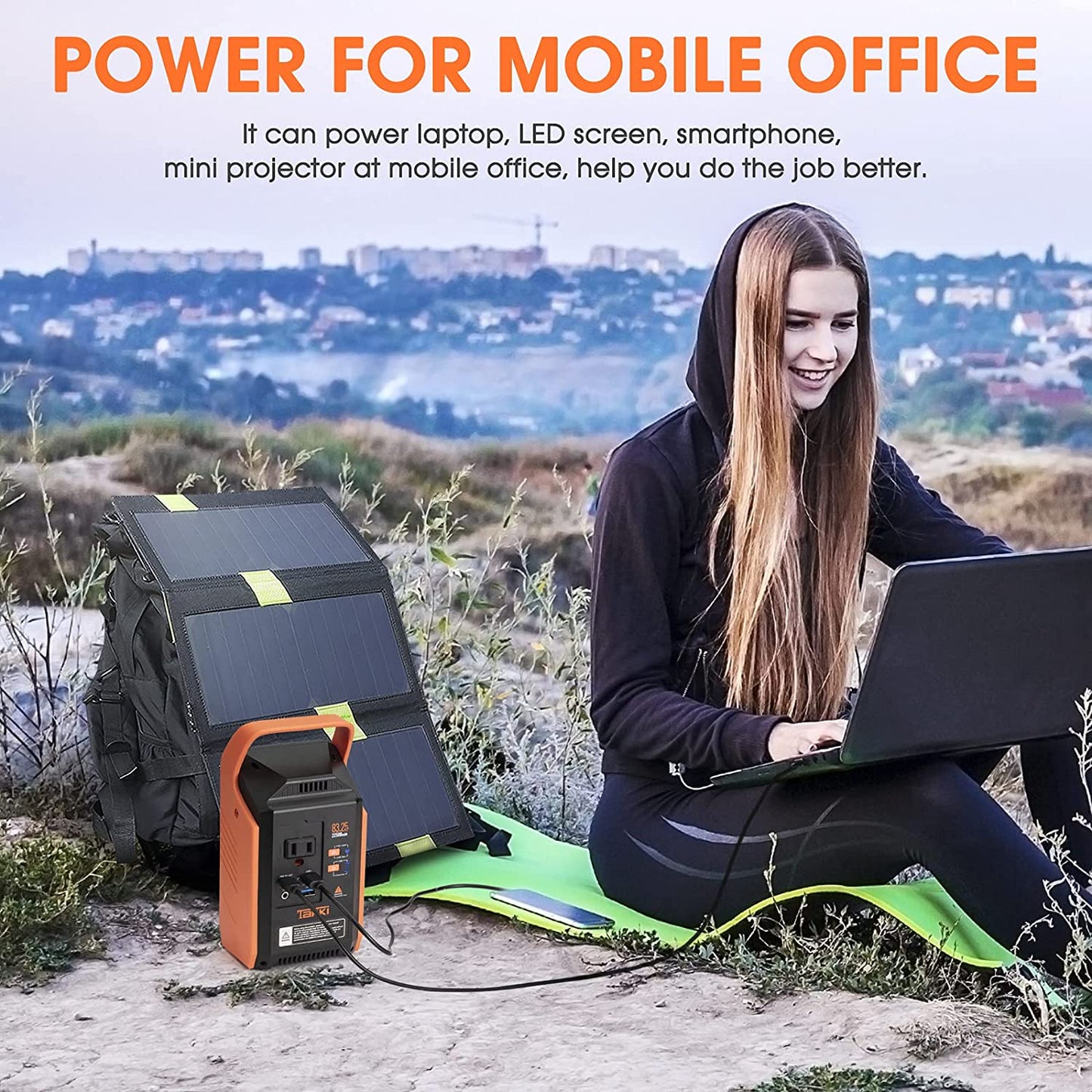 83Wh Portable Power Station, Takki Camping Solar Generator Power Bank with Flashlight and 110V AC Outlet Battery Backup for Camping, Home, Laptop, Emergency (Solar Panel Not Included)  Shenzhen Sbase Electronics Technology Co.,Ltd   