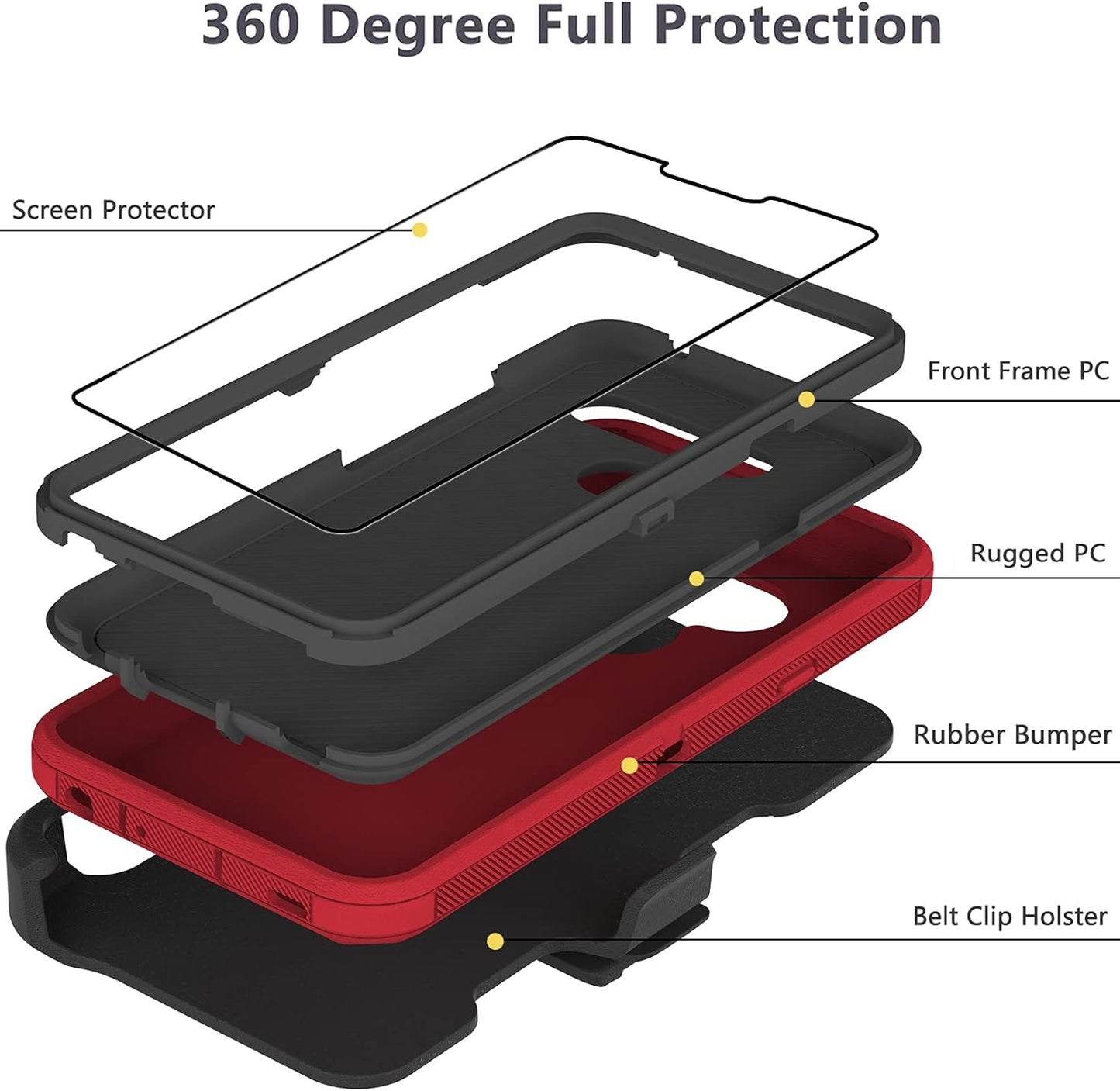 Stroson Compatible with LG V40 Thinq Case, LG V40 Case, with Screen Protector Kickstand Holder Shockproof Protective Phone Case Hard Shell Full Body Defender Cover for LG V40 Thinq (Red/Black)  Stroson   