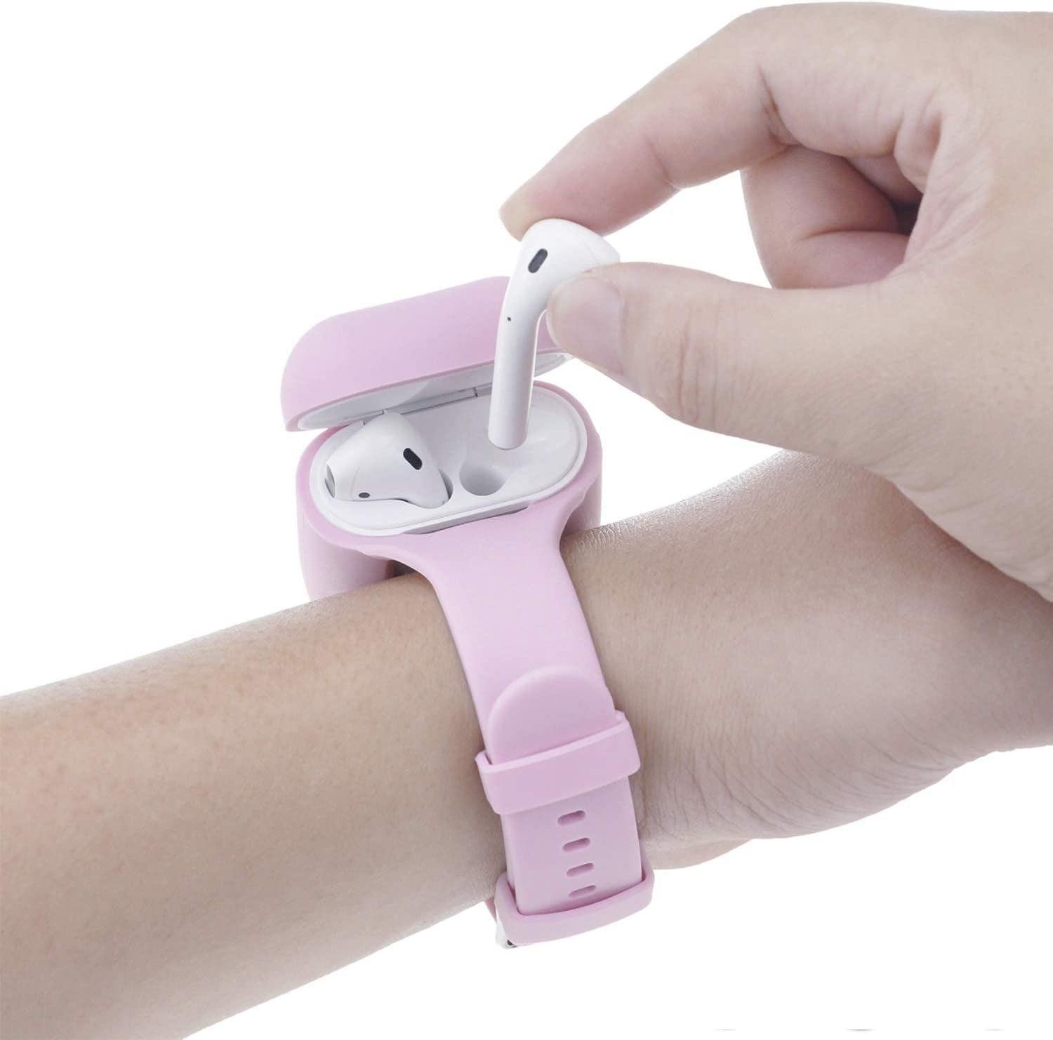 Newest 2021 Wrist Band for Airpods/Airpods 2 Case Accessories Sport Strap Cover Compatible with Apple Airpods 1St and 2Nd Wireless Charging Case Portable Full Protective Silicone Skin (White)  BabyValley Pink Purple (1,2 Gen) for Airpods 