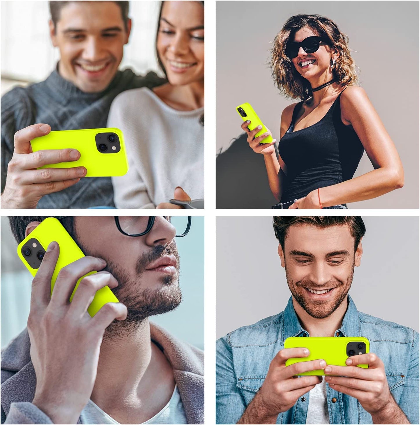 Cordking Designed for Iphone 13 Case, Iphone 14 Case, Silicone Ultra Slim Shockproof Protective Phone Case with [Soft Anti-Scratch Microfiber Lining], 6.1 Inch, Fluorescent Green  Cordking   