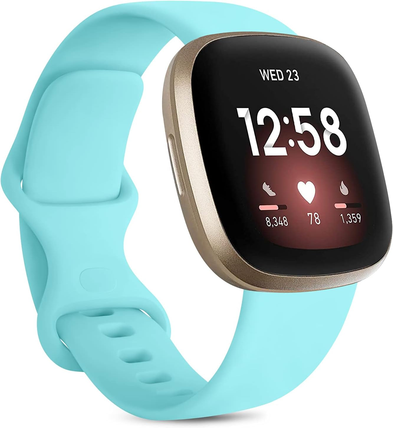 6 Pack Sport Bands Compatible with Fitbit Versa 3 Bands/Fitbit Sense Bands, Classic Soft Silicone Replacement Wristbands for Fitbit Versa 3 Smart Watch Women Men (Small, 6 Pack E)  Mugust Light Blue Small 