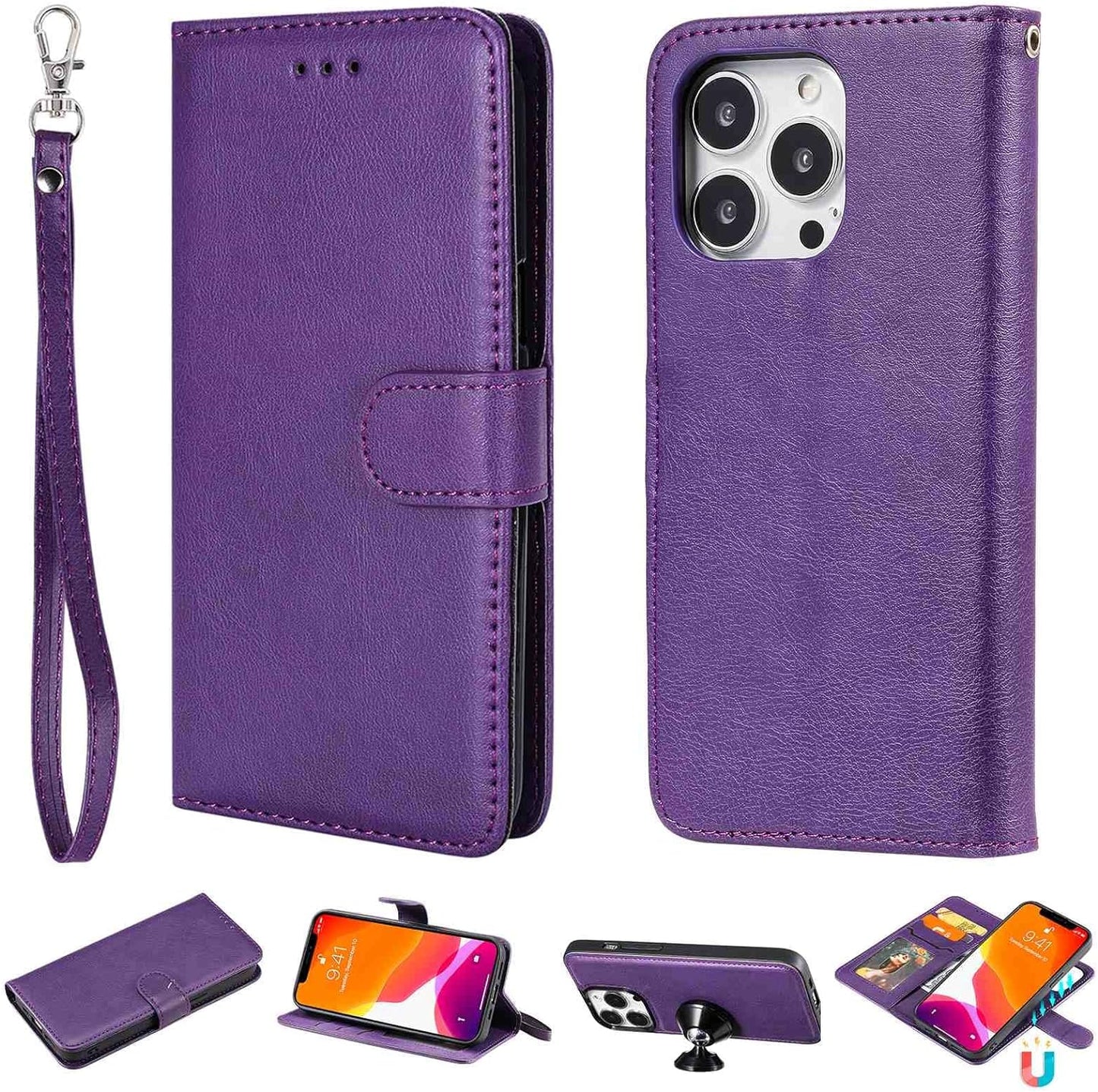 Fansipro Phone Cover Wallet Folio Case for LG G7 THINQ, Premium PU Leather Slim Fit Cover for G7 THINQ, 2 Card Slots, 1 Photo Frame Slot, Super Fit, Black  Fansipro Purple  