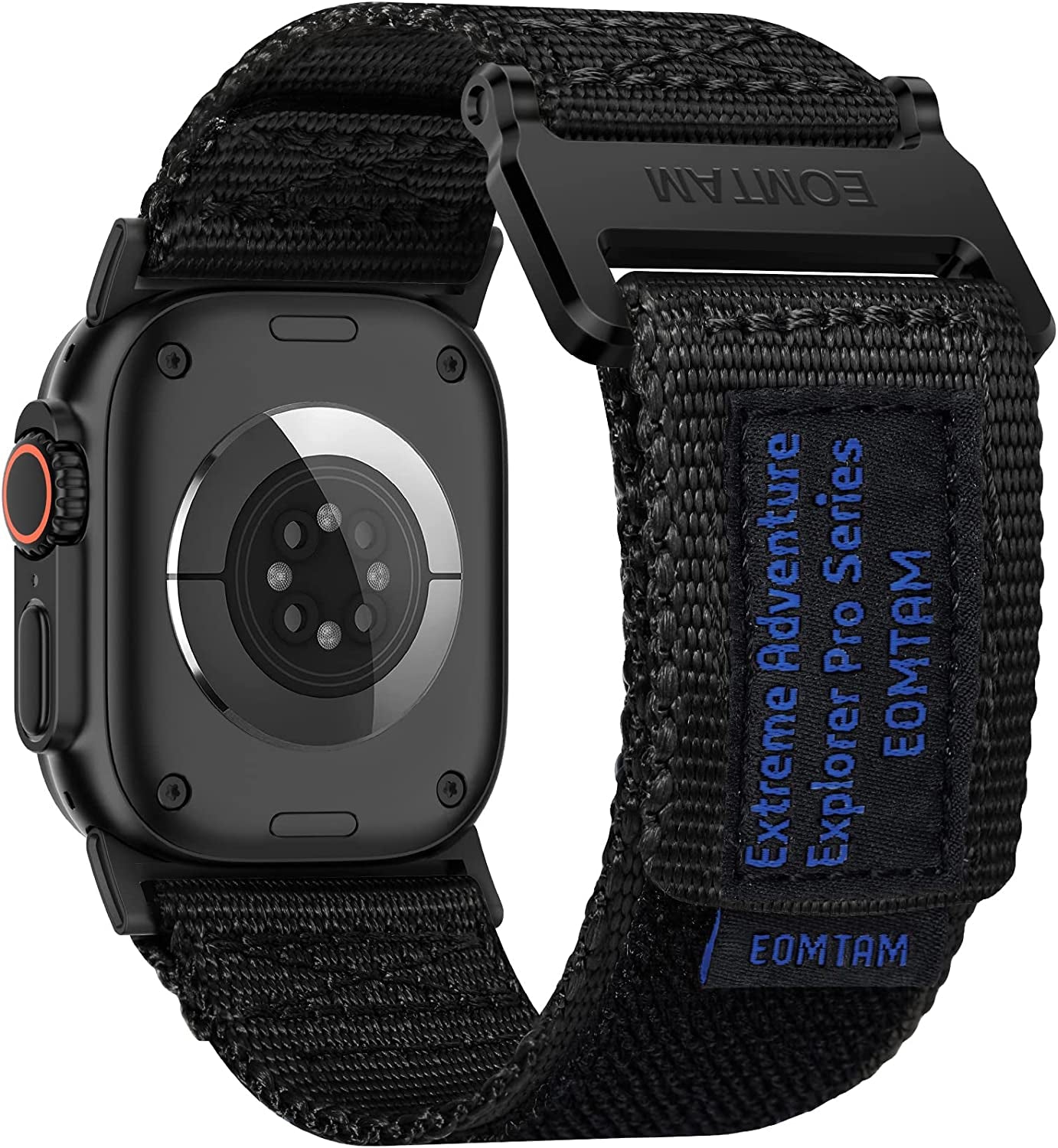 EOMTAM Width 30MM Men Soft Nylon Strap for Apple Watch Band Ultra 49Mm 45Mm 44Mm 42Mm 41Mm 40Mm 38Mm, Rugged Sport Woven Adjustable Wristband for Iwatch Series 8 SE 7 6 5 4 3  EOMTAM Black-Blue 42/44/45/49MM 