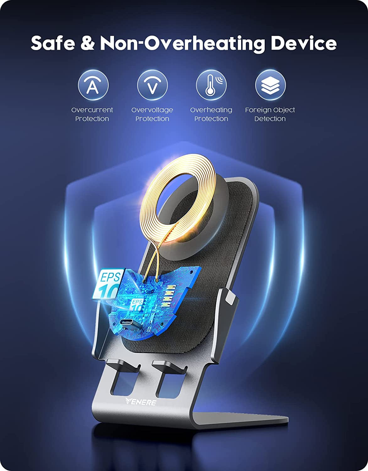 Wireless Charger, 15W Fast Wireless Charging, Ultra-Thin Aluminum Alloy Cell Phone Stand, Compatible with Iphone 14/13/12/11/X/8 Series, Samsung, Motorola, Huawei, Oneplus, Pixel, Qi Certified Device  Venere   