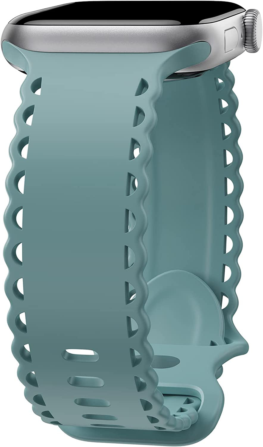 Upfurmach Compatible with Apple Watch Band 41Mm 40Mm 38Mm 49Mm 45Mm 44Mm 42Mm Women Girl, Rose Floral Print Lace Hollow-Out Soft Silicone Sport Bands for Iwatch Ultra SE Series 8 7 6 5 4 3 2 1, Rosb-38  UpfurMach E-Pine Needle Green 41mm/40mm/38mm 