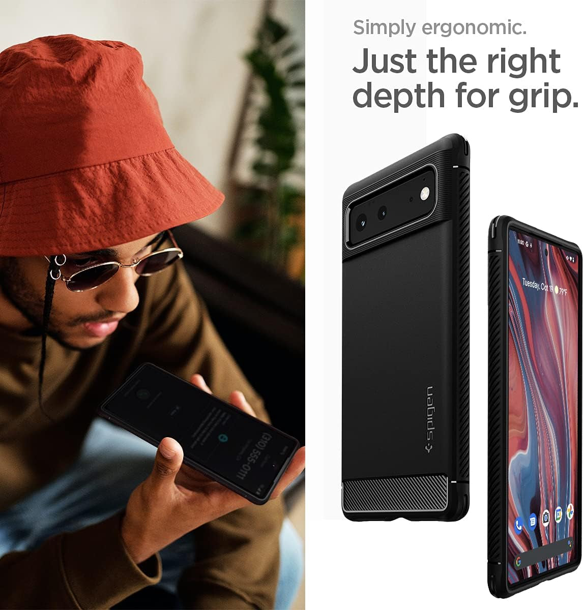 Spigen Rugged Armor Designed for Google Pixel 6 Case (2021) - Matte Black  Spigen   