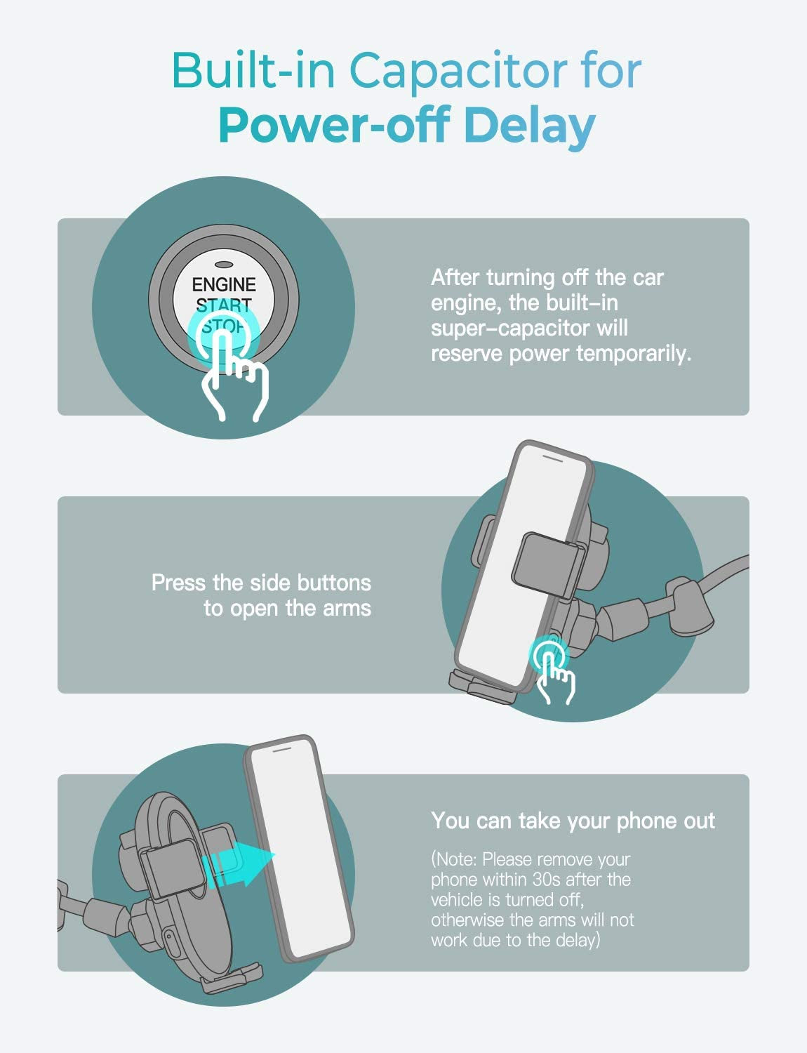 VASSCA Wireless Car Charger Mount, 10W/7.5W Qi Fast Charging Phone Holder for Air Vent and Dashboard, Auto Clamping  VASSCA   