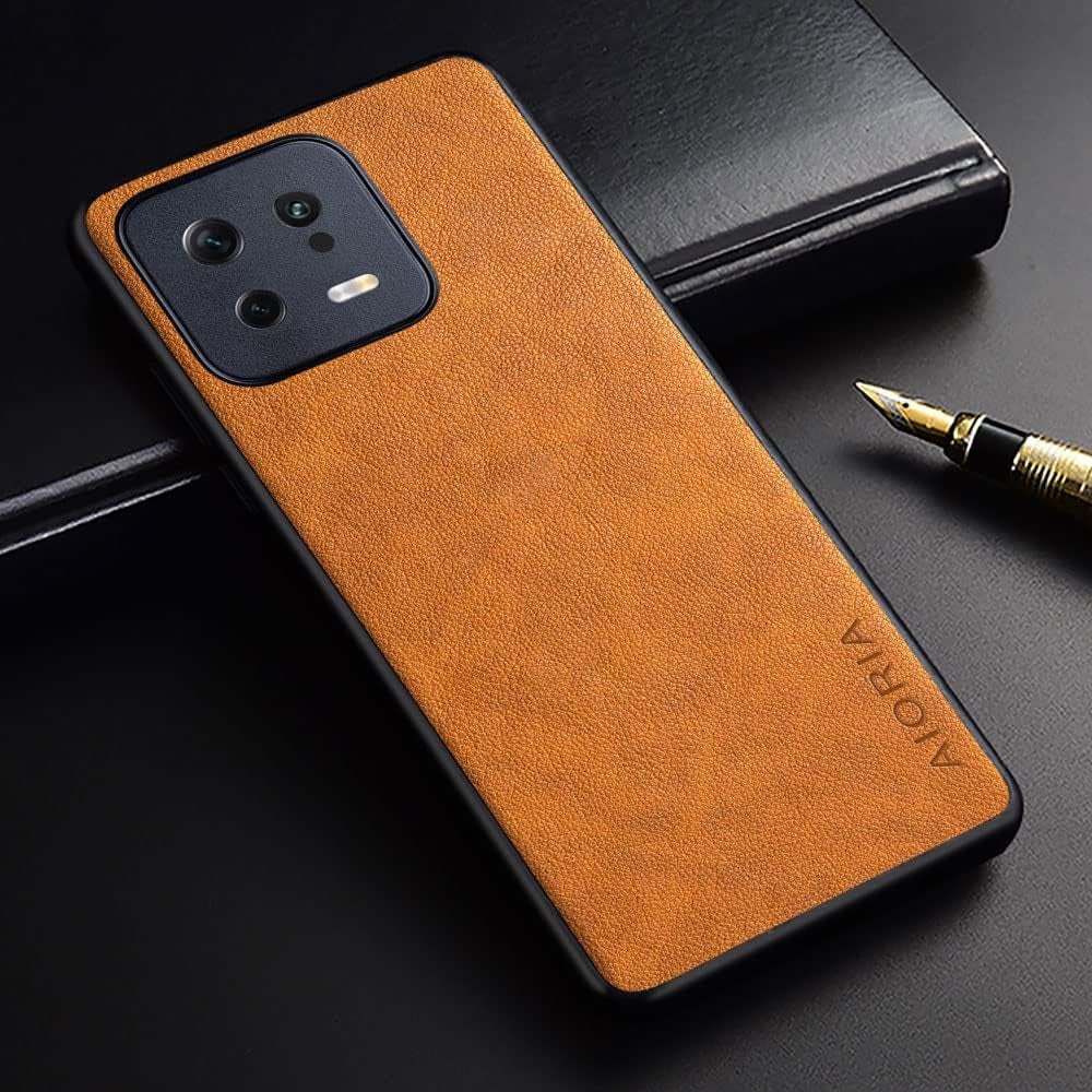 AIORIA for Xiaomi 13 Case, Premium Leather Phone Cover Retro Design Full Protective Case for Xiaomi 13 5G (Orange)  AIORIA   
