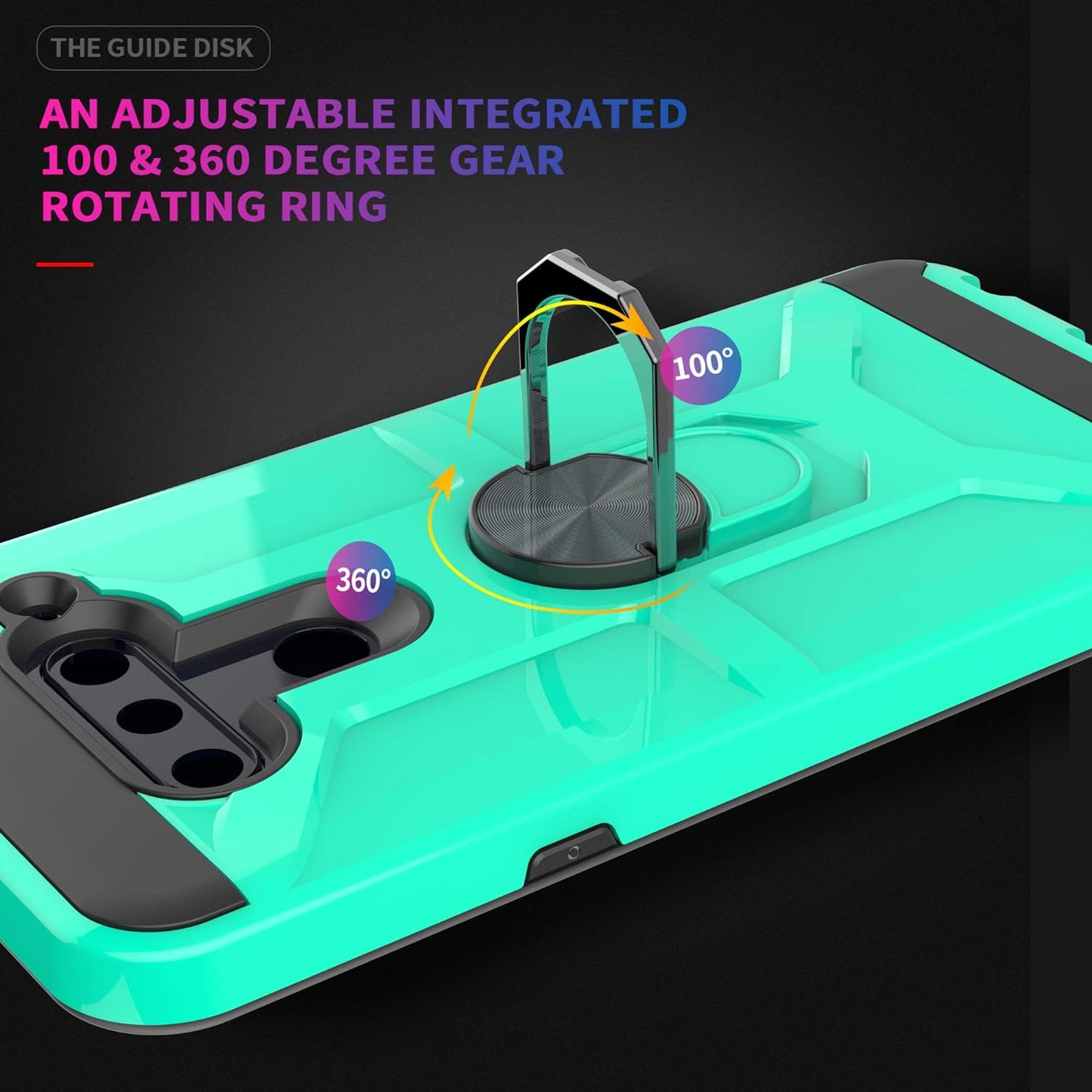 Ymhxcy Phone Case Compatible with LG V40/V40 Thinq Case with HD Screen Protector,360 Degree Rotating Ring Kickstand Holder Dual Layers of Shockproof Phone Case for LG V40-ZS Mint  YmhxcY   