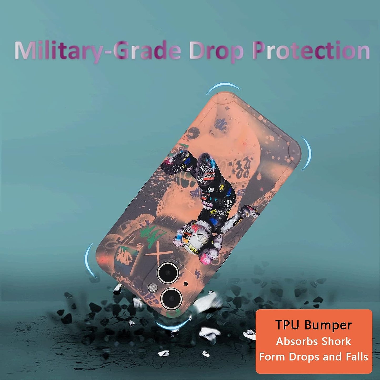 DOWINTIGER Iphone 14 plus Case Graffiti Street Fashion for Boys Kids Teens, Cartoon Hip Hop Anime Character Shockproof TPU and IMD Protection Designer Case for Iphone 14 Plus  DOWINTIGER   