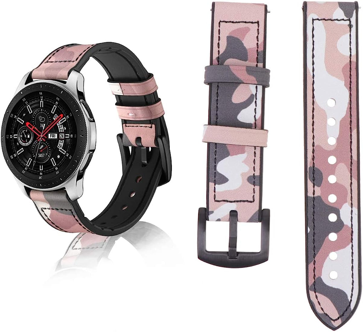 NICERIO Watch Bands Compatible for Samsung Galaxy Watch Band - 20Mm 42Mm Camo Camouflage Replacement Bands Genuine Leather Replacement Watch Strap for Galaxy for Women Men Smartwatch Bands  NICERIO   