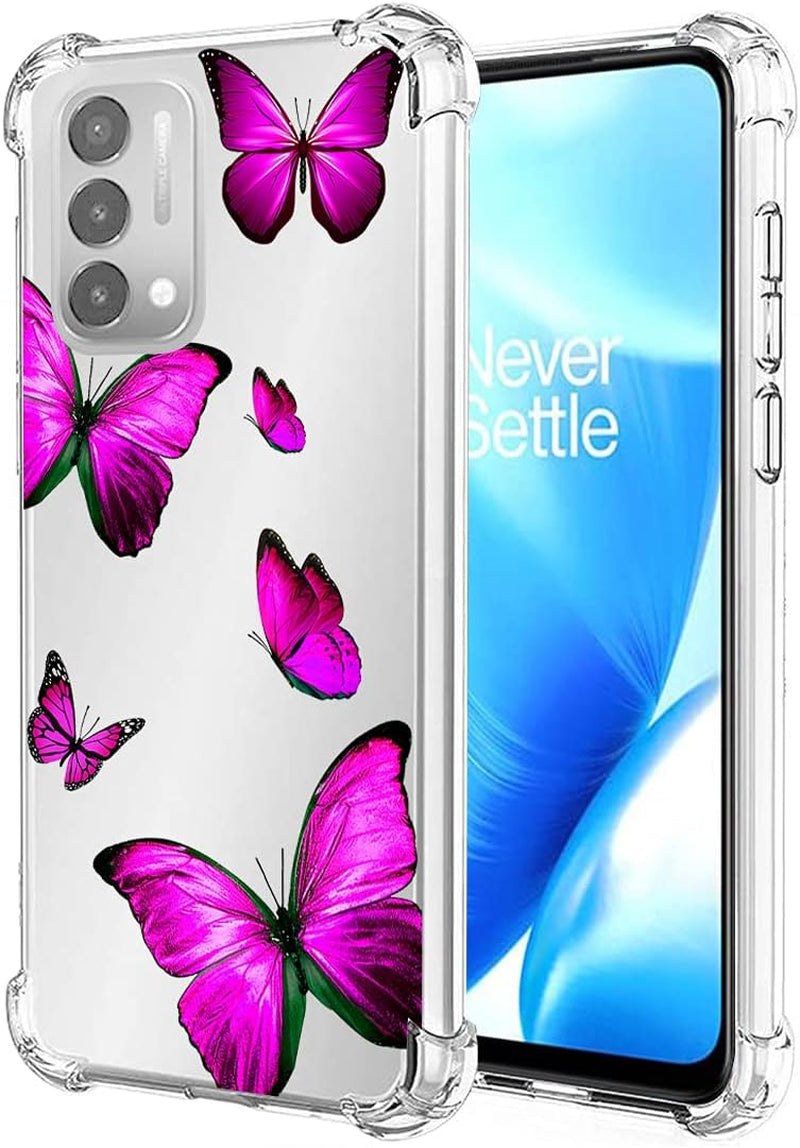 Zoeirc Case for Oneplus Nord N200 Case, Oneplus N200 5G Clear Case for Girls, Soft TPU 360 Full Body Shockproof Hybrid Bumper Crystal Clear Phone Case Cover for Oneplus Nord N200 5G (Floral Prints)  Zoeirc Rosebutterfly  