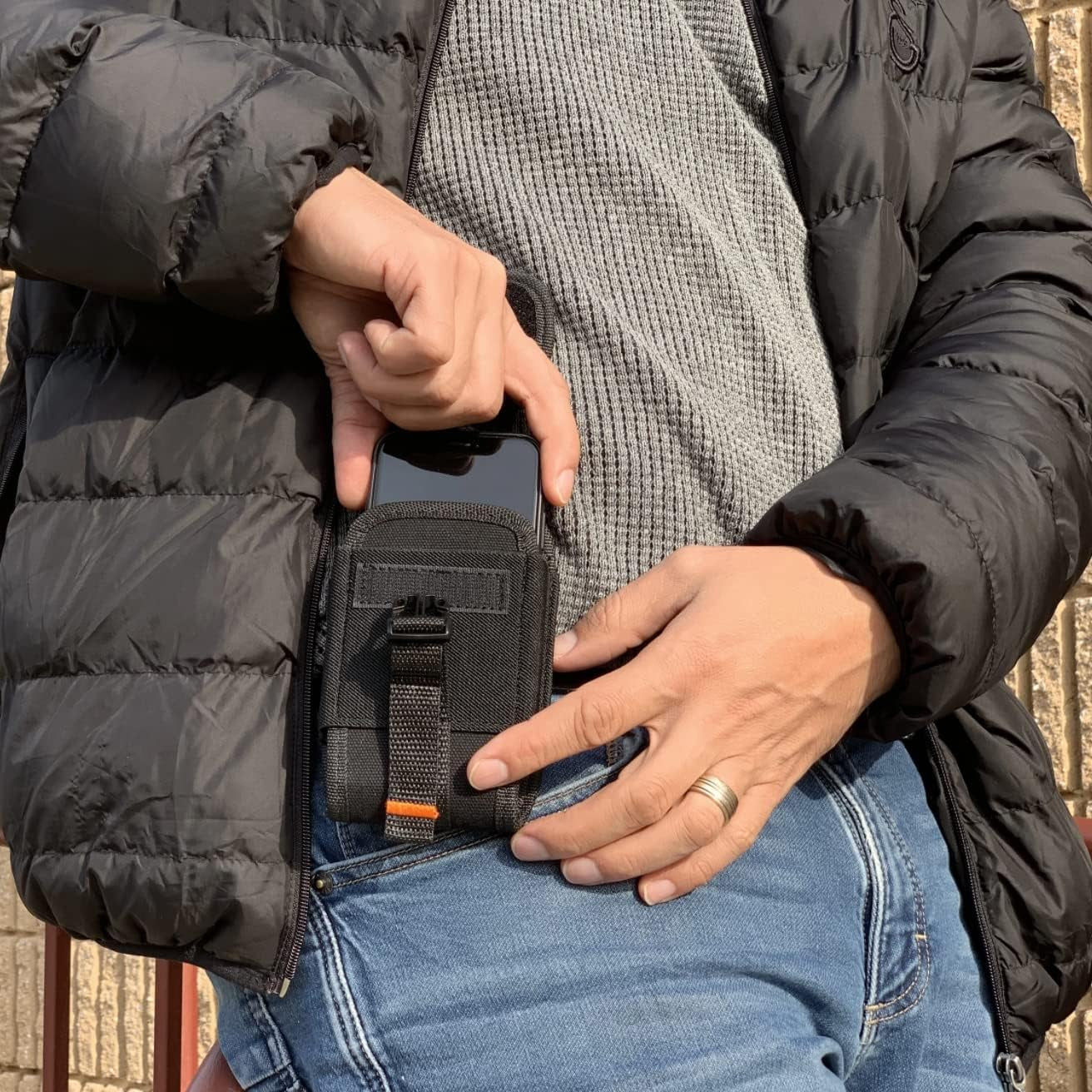 Agoz Carrying Case for LG V30, V30+, V30S Thinq, V35 Thinq, Heavy Duty Rugged Canvas Vertical Holster Pouch Cover with Metal Clip, Belt Loops, Card Slot & Front Buckle Clip  AGOZ   