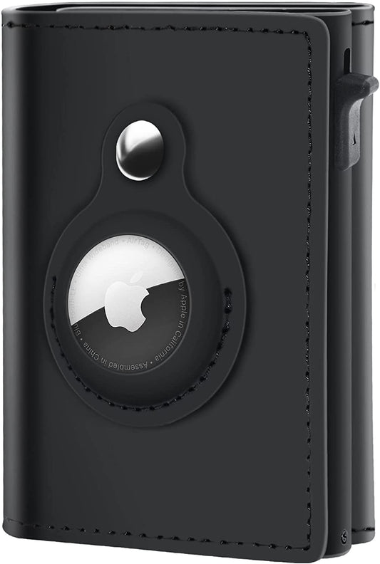 GAOCHALE Airtag Wallet Genuine Leather Air Tag Wallet RFID Technology Credit Card Holder with Minimalist Wallet for Men for Apple Airtag (No Airtag Included)(Black)  GAOCHALE   