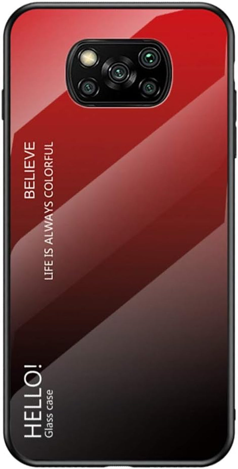 Hicaseer Xiaomi Poco X3 Case,Anti Scratch Gradient Glass Case Back Cover Soft TPU Silicone Shockproof Case for Xiaomi Poco X3 -Purple  Hicaseer Red Xiaomi Poco X3 6.53" 