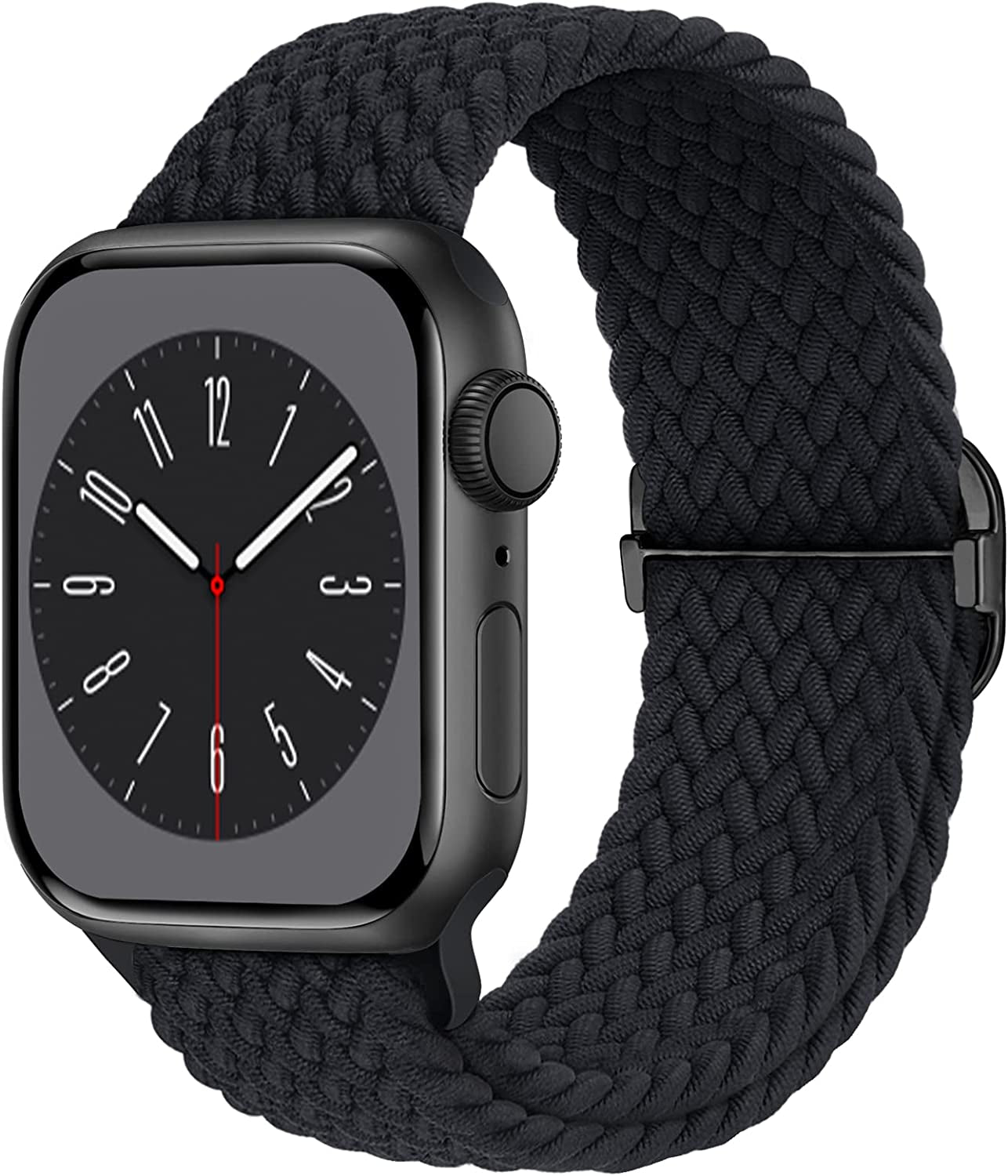Braided Solo Loop Compatible with Apple Watch Band 38Mm 40Mm 41Mm 42Mm 44Mm 45Mm 49Mm for Women Men, Stretchy Straps Elastic Sport Wristbands for Iwatch Series 8 7 6 5 4 3 2 1 SE Ultra  Butifacion Black 42/44/45/49mm 