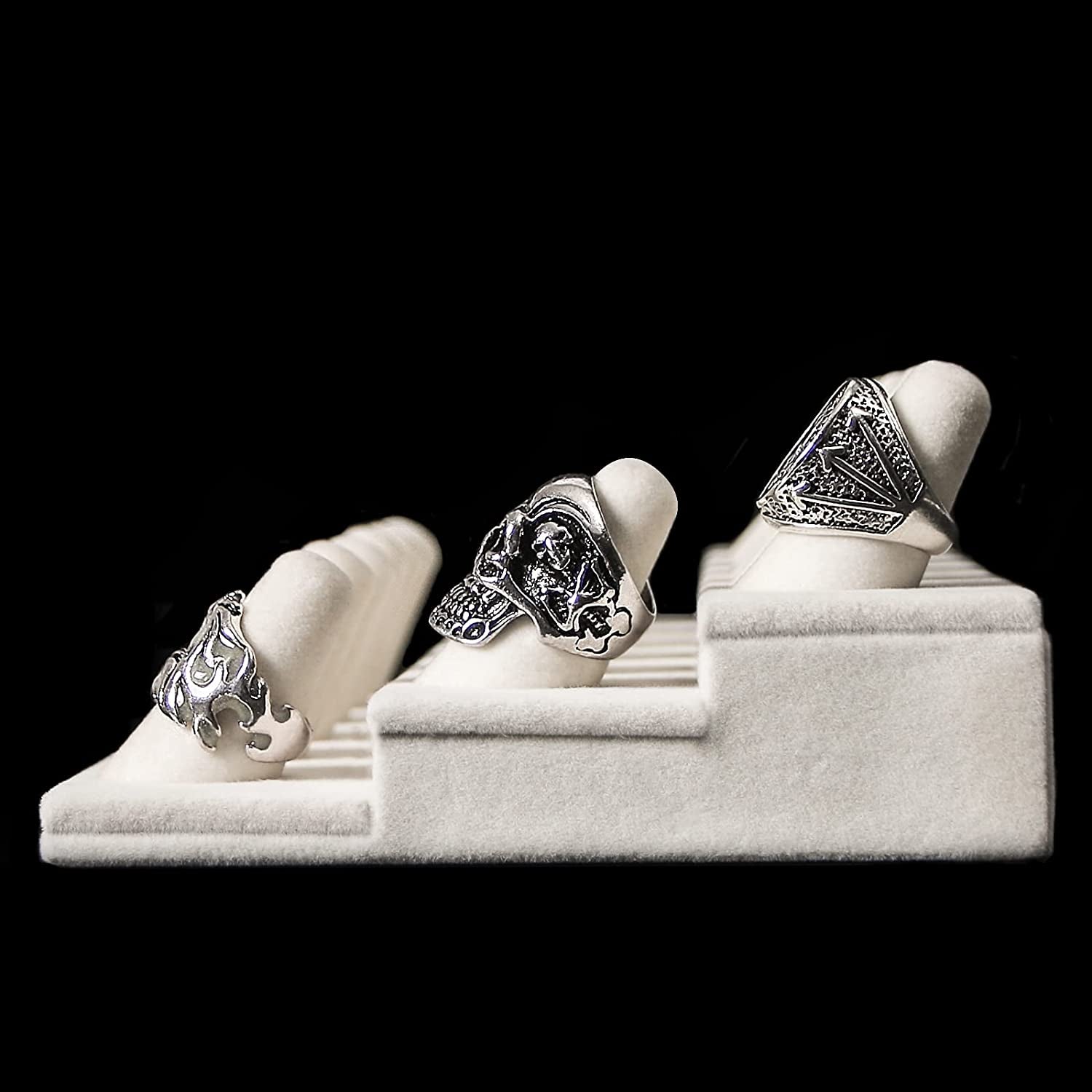 Byken Jewelry 18 Fingers Ring Holder Display Stand (White Velvet)  ByKen Jewelry   