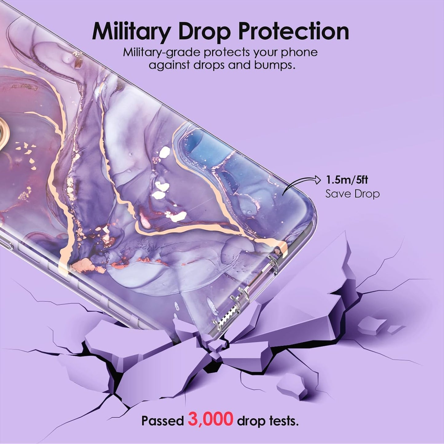 Chvelop Case Compatible with Samsung Galaxy A53 5G (2022 Released), Marble Stylish Slim Soft TPU, Full Body Protective with Built-In Screen Protector, Shockproof Cover for A53, 6.5 In, River/Purple  Chvelop   