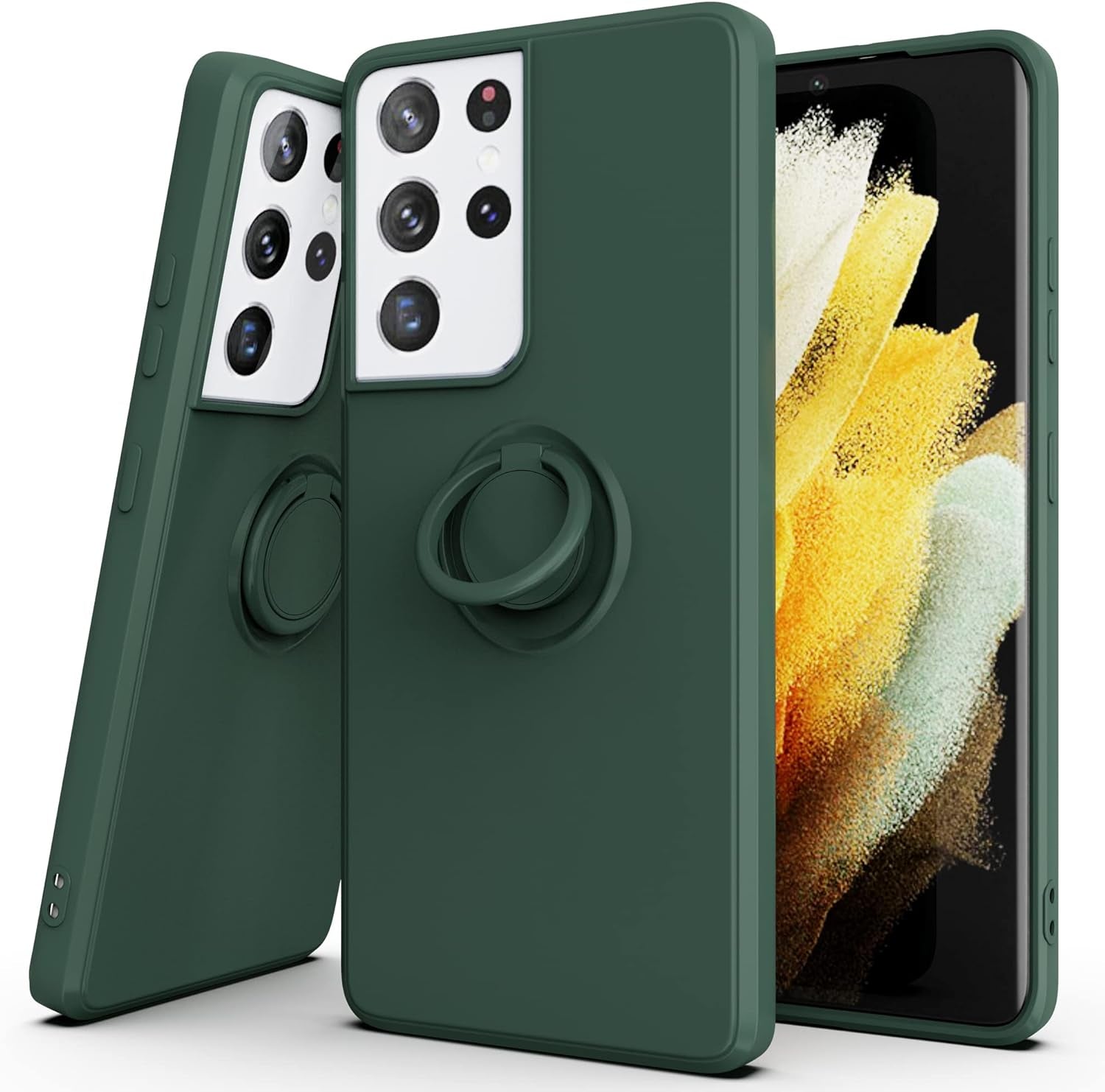 AYMECL Case for S21 Ultra 5G,Galaxys21 Ultra 5G Case with Slide Camera Cover&[2 Packs] Self-Healing Film,360° Rotate Ring Stand Magnetic Cover Case for Samsung Galaxy S21 Ultra 5G 6.8"-Blue  AYMECL Hw-Armygreen  