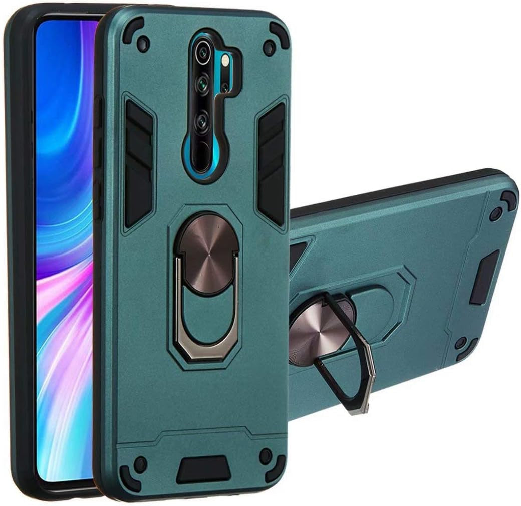 LHYIN Xiaomi Redmi Note 8 Pro 2 in 1 Kickstand Dark Green Back Cover Case,Tpu Soft + PC Hard Hybrid Dual Layer Whole Body Protection Back Cover Shell Case for Xiaomi Redmi Note 8 Pro Dark Green  LHYIN   