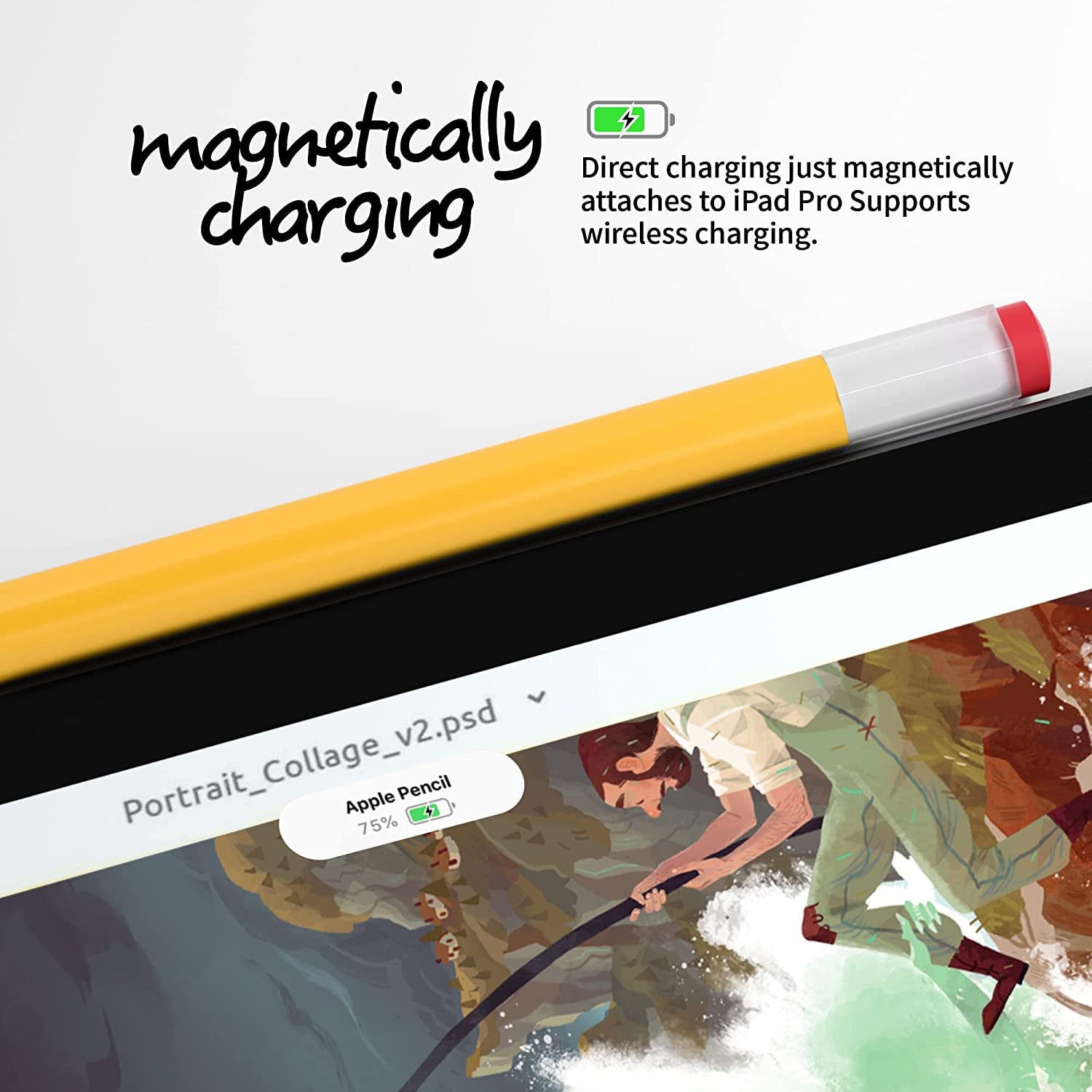 ELETIUO Silicone Case for Apple Pencil 2Nd Generaion Cover,Protective Holder Grip Sleeve with Cap Accessories Compatible for Ipad Pro 11 12.9 Inch,Yellow  Litumfen   