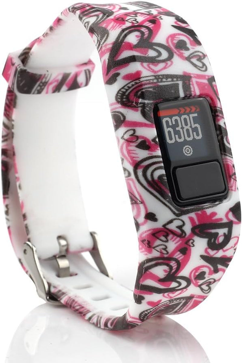 Ybludiy Compatible with Garmin Vivofit 3/Jr/Jr 2 Bands,Adjustable Replacement Wristbands with Watch Buckle for Garmin Vivofit 3 Kids Women Men(No Tracker)  Ybludiy 01-Hearts  