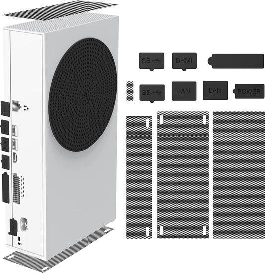 Dust Plugs Cover for Xbox Series S, Wiilkac Dust Filter Kit for Xbox Series S Include 7 Silicone Dust Plugs and 4 PVC Meshes, Dust Proof Cover for Xbox Series S Console Accessories-11Pcs(Black)  Wiilkac   