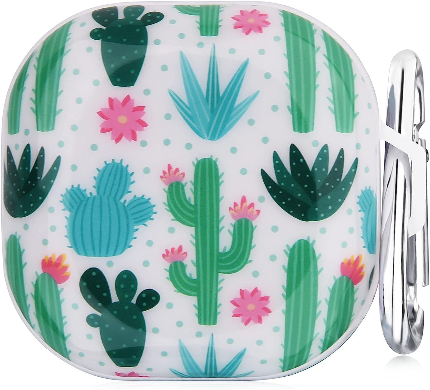 OLEBAND Galaxy Buds 2 Pro/Buds Live/Buds Pro/Buds 2 Case with Cute Pattern and Keychain Accessory,Hard Cover for Women and Girls,Colorful Marble  OLEB Succulent Cactus  