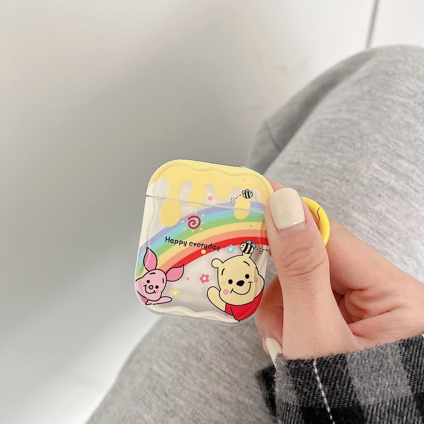 Ifilove for Cute Airpods Case, Girls Boys Kids Cute Cartoon Piglet Winnie the Pooh Soft TPU Protective Shockproof with Ring Case Cover for Apple Airpods 1 & 2 Case  iFiLOVE   