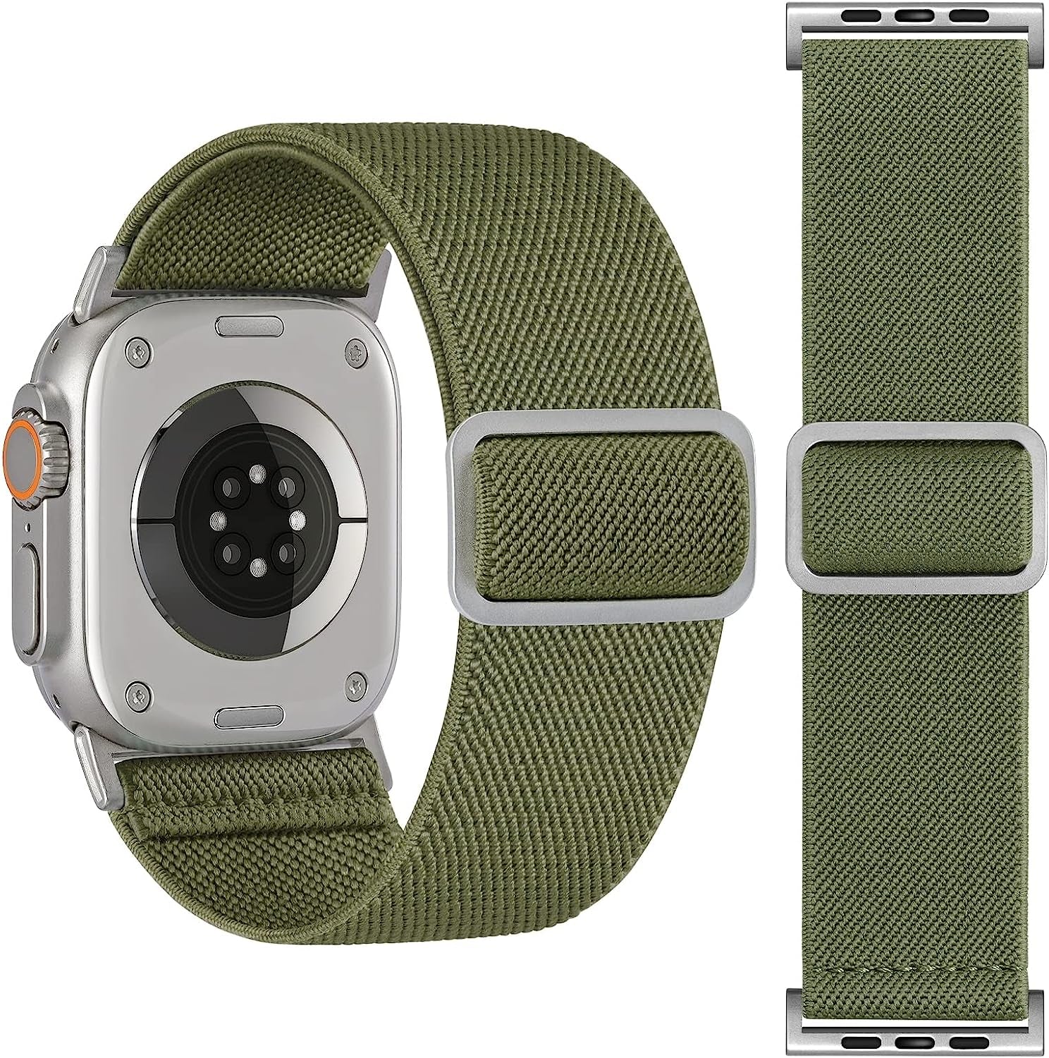 25MM/30MM Wide Stretchy Nylon Compatible with Apple Watch Ultra Band 44Mm 45Mm 49Mm 38Mm 40Mm 41Mm 42Mm, Adjustable Sport Soft Elastic for Apple Watch Band Men, Wristband for Iwatch SE 8 7 6 5 4 3 2 1  HEARTBOOM Army Green 38mm/40mm/41mm(Band width 25mm) 