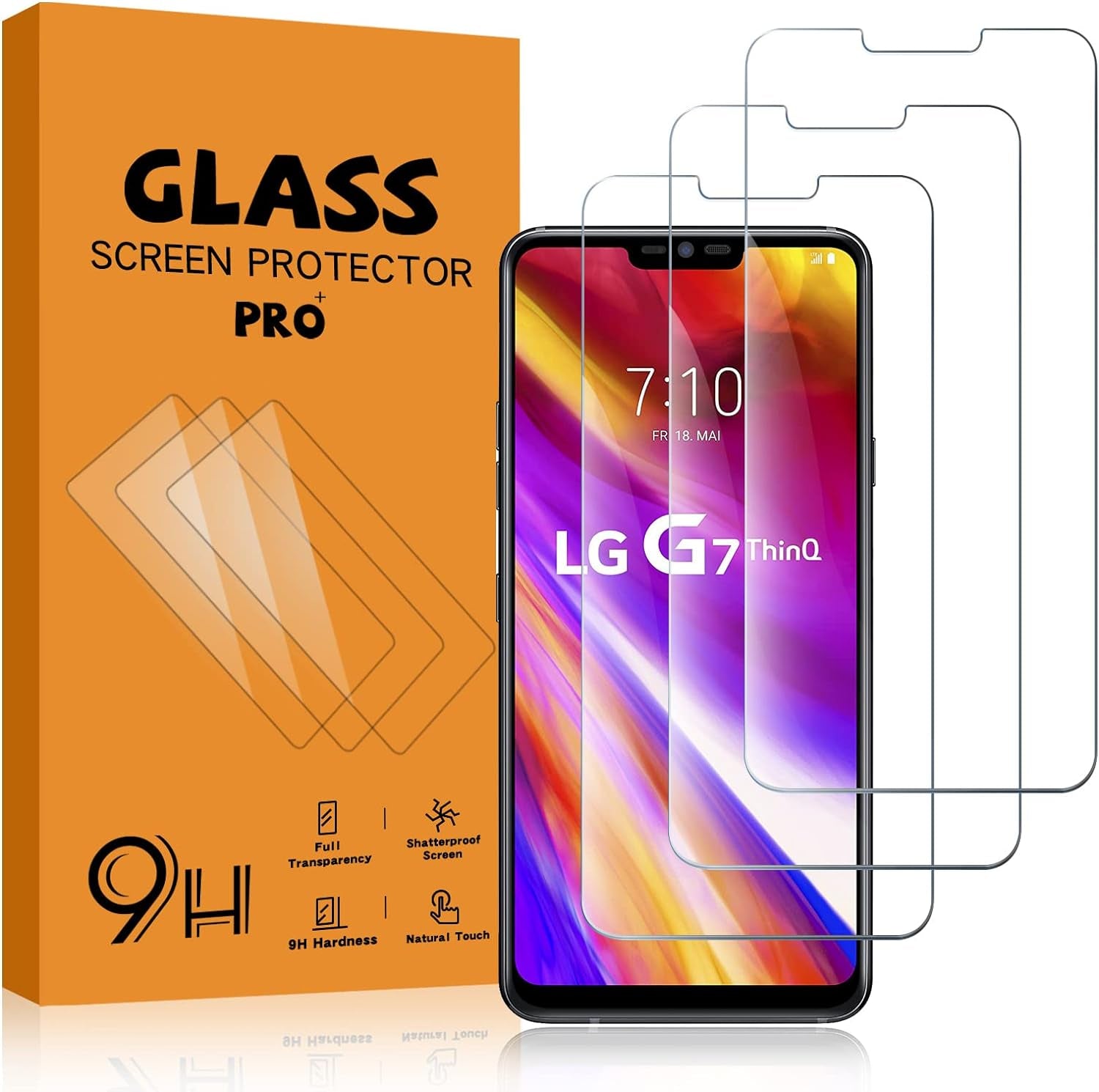 KKEIKO 3 Pack Screen Protector Compatible with LG G7 Thinq, Tempered Glass Screen Protector for LG G7 Thinq, Case Friendly, 9H Hardness, Scratch Resistant  KKEIKO   