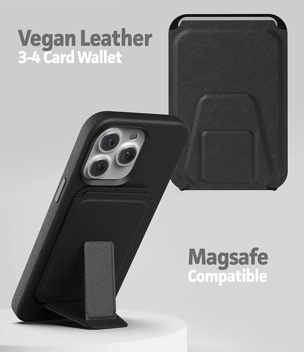 Encased MAG Case Wallet Set - Designed for Iphone 14 PRO Leather Case with Screen Protector and Card Holder W/Magnetic Kickstand (Compatible with Magsafe) Black  Encased   
