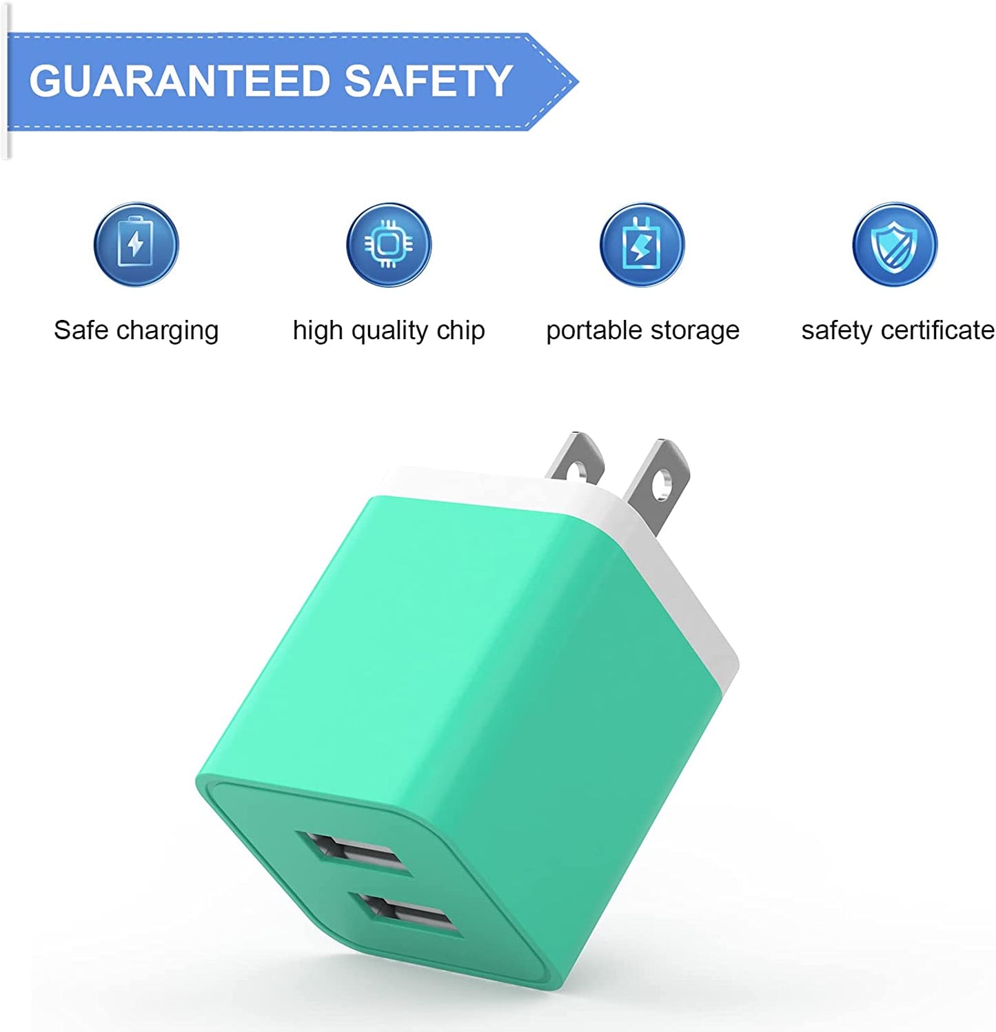 6Pack USB Wall Charger, Igenjun 2.4A Dual USB Port Cube Power Plug Adapter Fast Phone Charger Block Charging Box Brick for Iphone 14/14 Pro/14 Pro Max/13, Samsung Galaxy, Pixel, LG, Android-Colorful  iGENJUN   