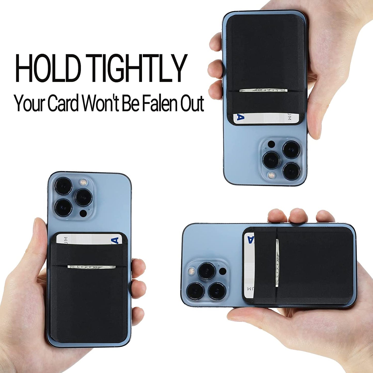 Magnetic Wallet Compatible with Magsafe, Lycra Phone Card Holder Double Layer Card Wallet Compatible with Iphone 14 Pro Max/14 Pro/14/13 Pro Max/13 Pro/13/12 Pro Max/12 Pro/12 (Dark Black)  WUOJI   