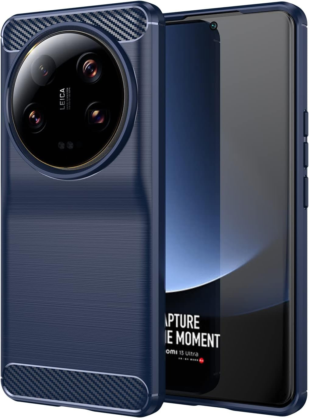 Cruzerlite Case Compatible with Xiaomi Mi 13 Ultra Case, Carbon Fiber Texture Design Cover Anti-Scratch Shock Absorption Made for Xiaomi Mi 13 Ultra Case (2023) (Black)  13 Ultra Blue  