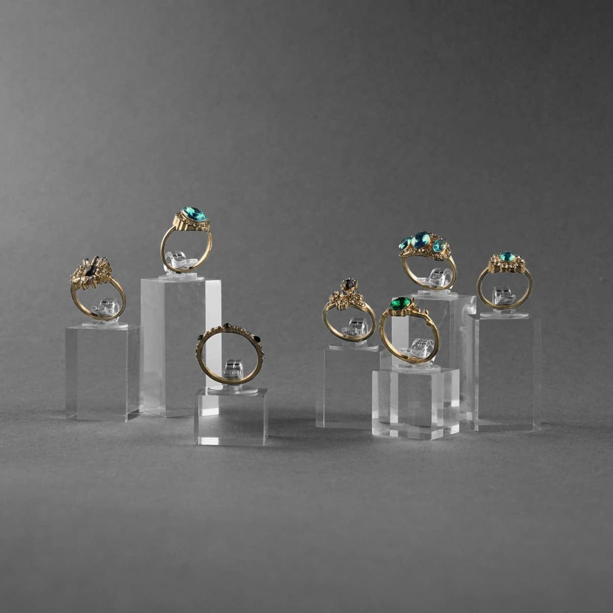 Sccsport 7Pcs Different Height Clear Finger Ring Display Stand Showcase Jewelry Holder  sccsport   